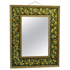 Folk Art Wall Mirror Decorated with Lemons The Mirror’s Cushion Frame is 7”