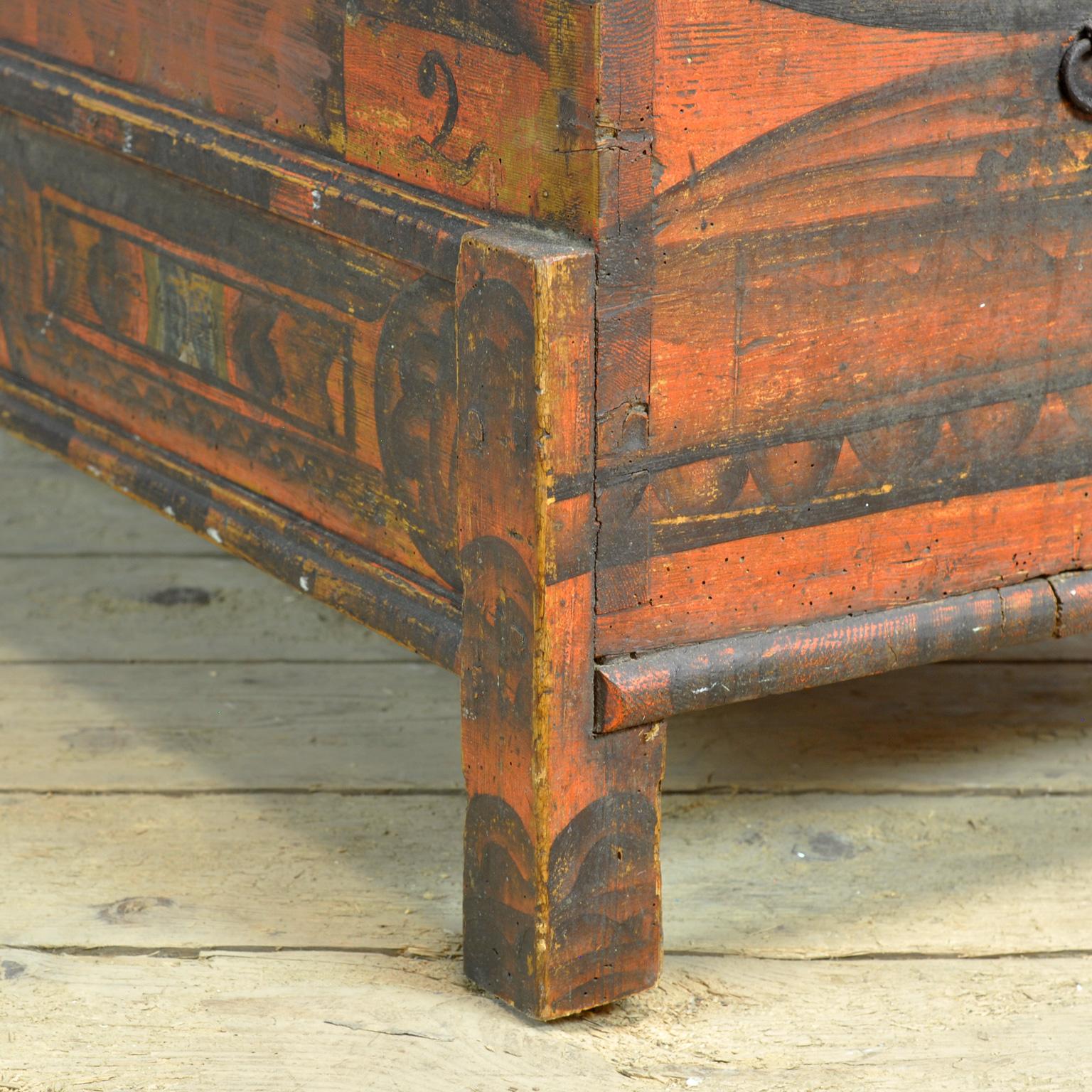 Cofre nupcial de arte popular, anno 1852 en venta 4