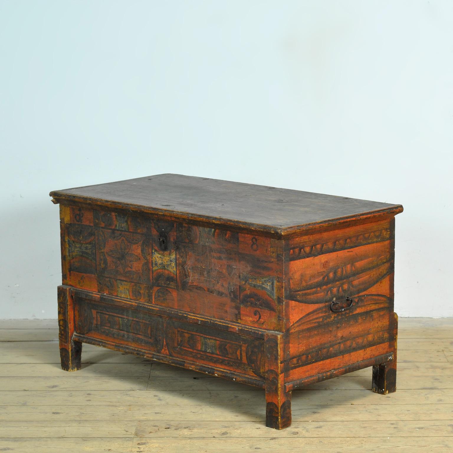 Cofre nupcial de arte popular, anno 1852 Alemán en venta
