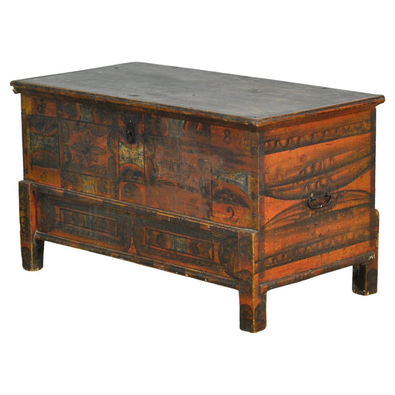Cofre nupcial de arte popular, anno 1852 en venta