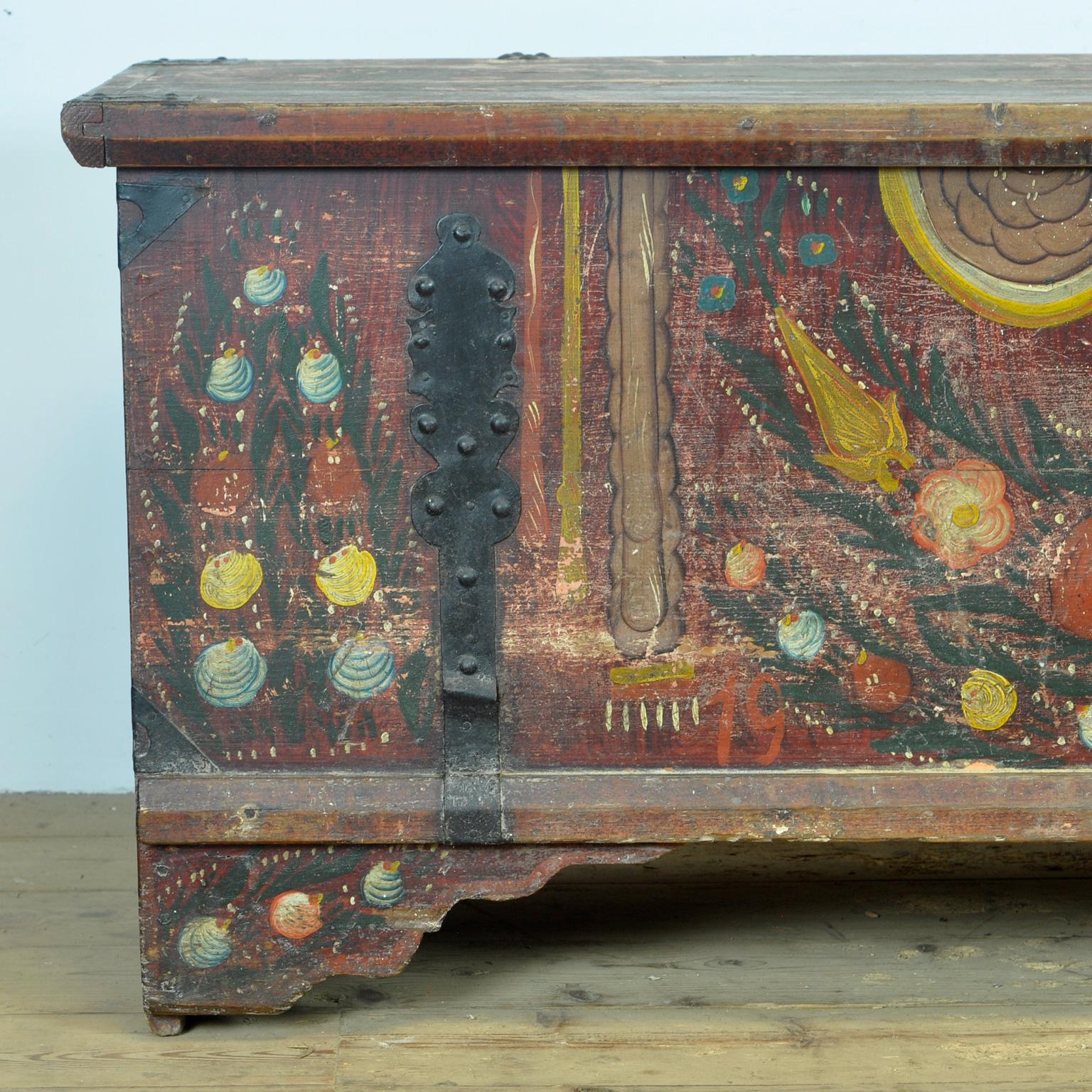 Folk Art Wedding Chest, Anno 1905 For Sale 5