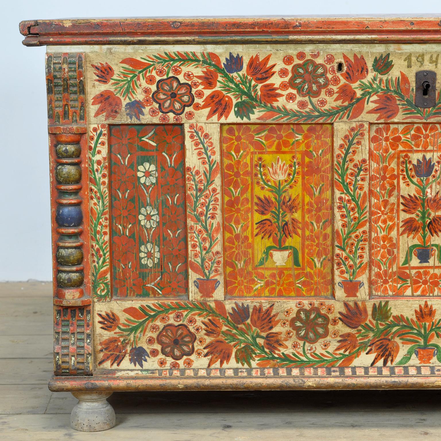 Folk Art Wedding Chest, Anno 1942 7