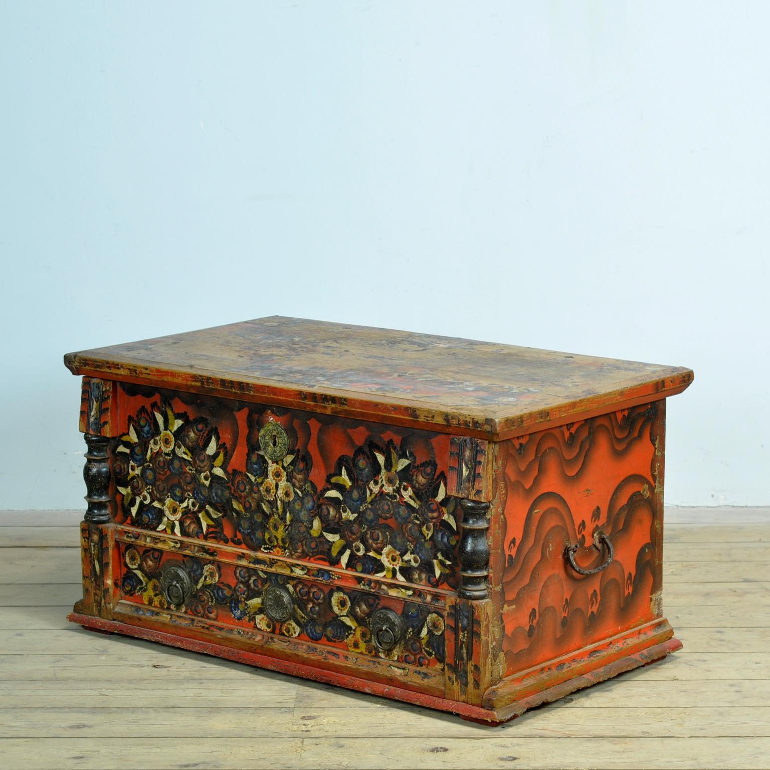 German Folk Art Wedding Chest, circa 1850 For Sale