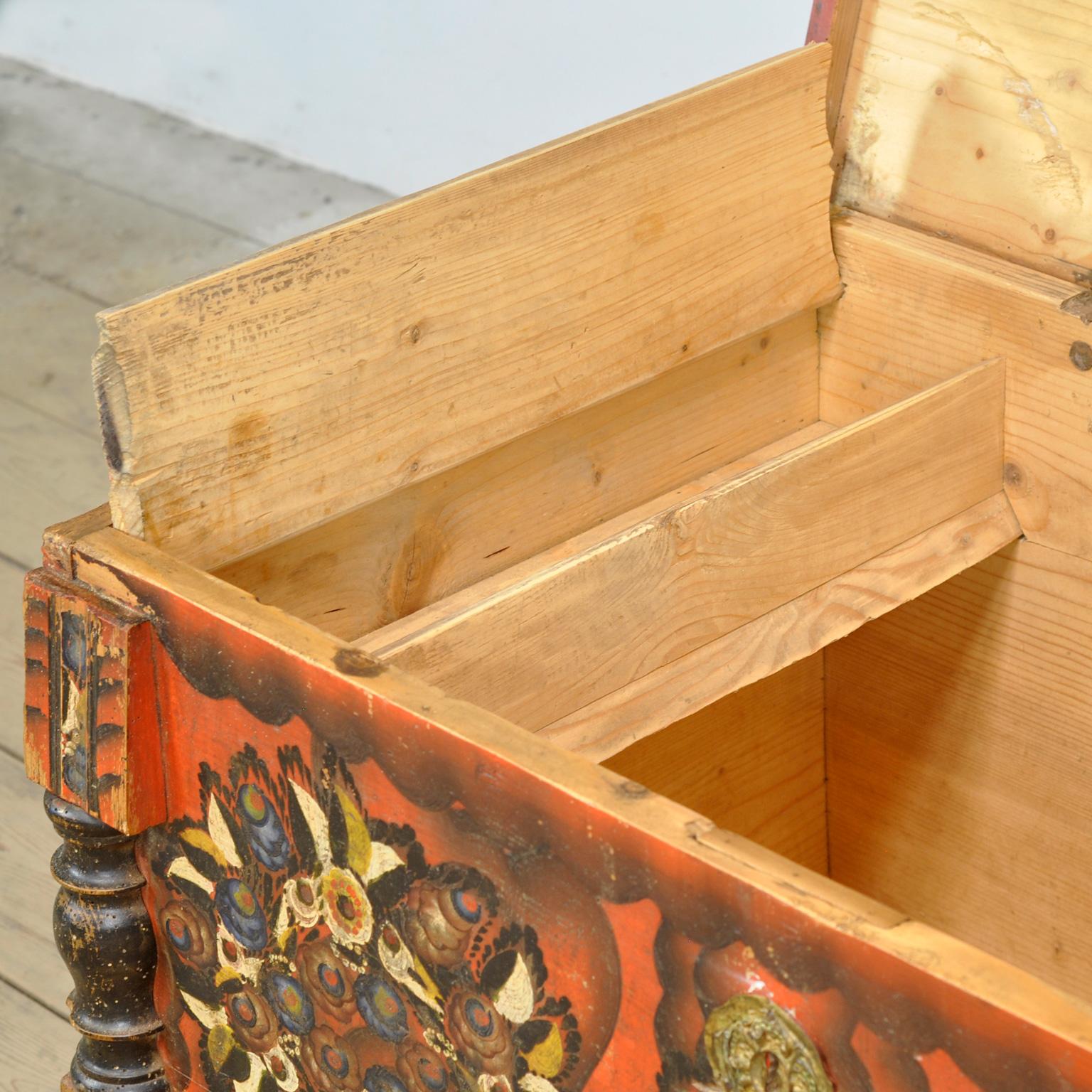 Pine Folk Art Wedding Chest, circa 1850 For Sale