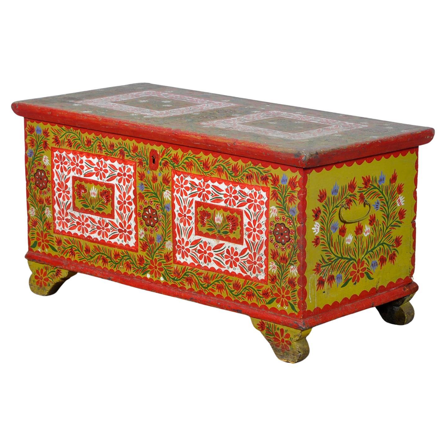 Folk Art Wedding Chest, circa 1940 For Sale