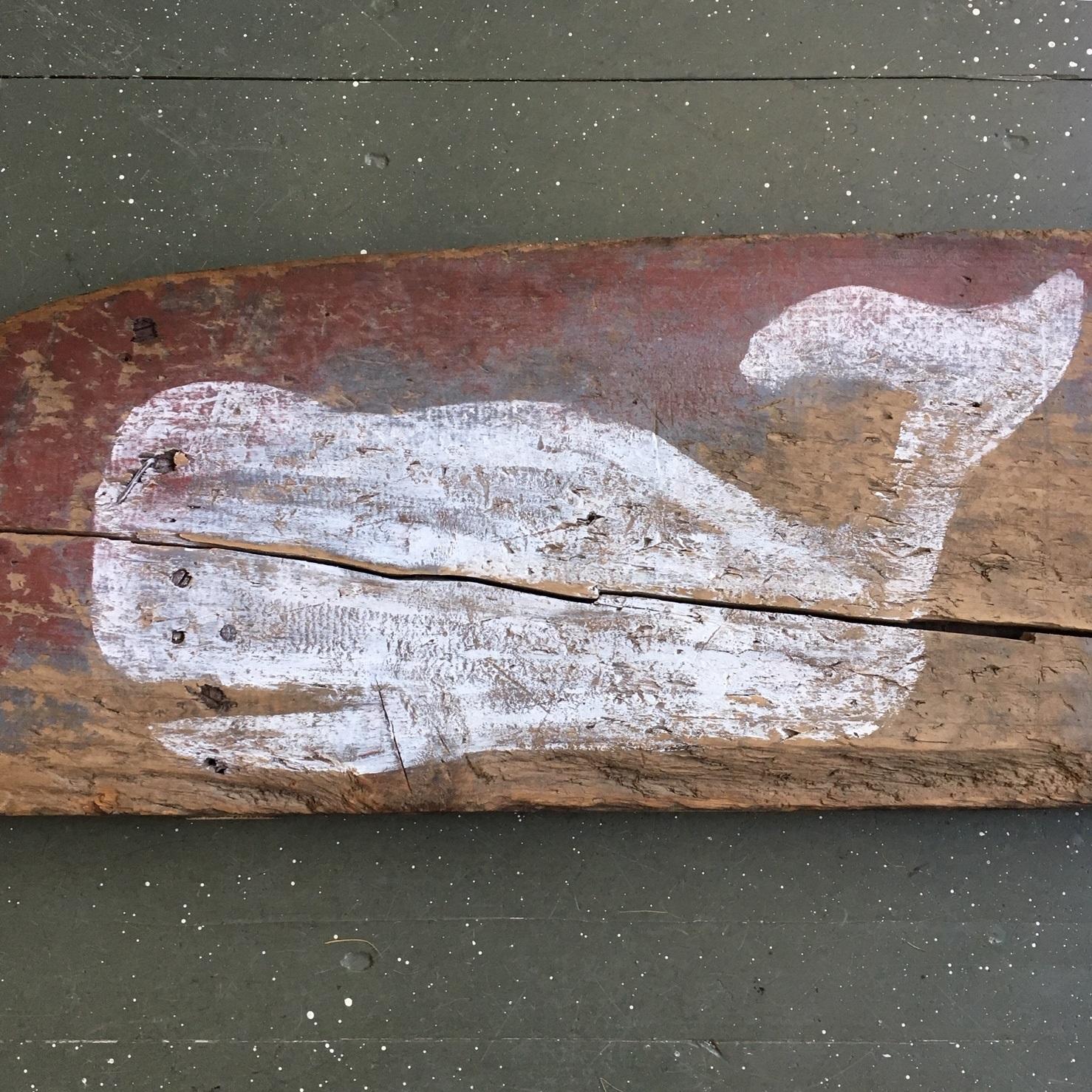 Hand-Painted Folk Art Whale Decorated Wheel Barrow Panel