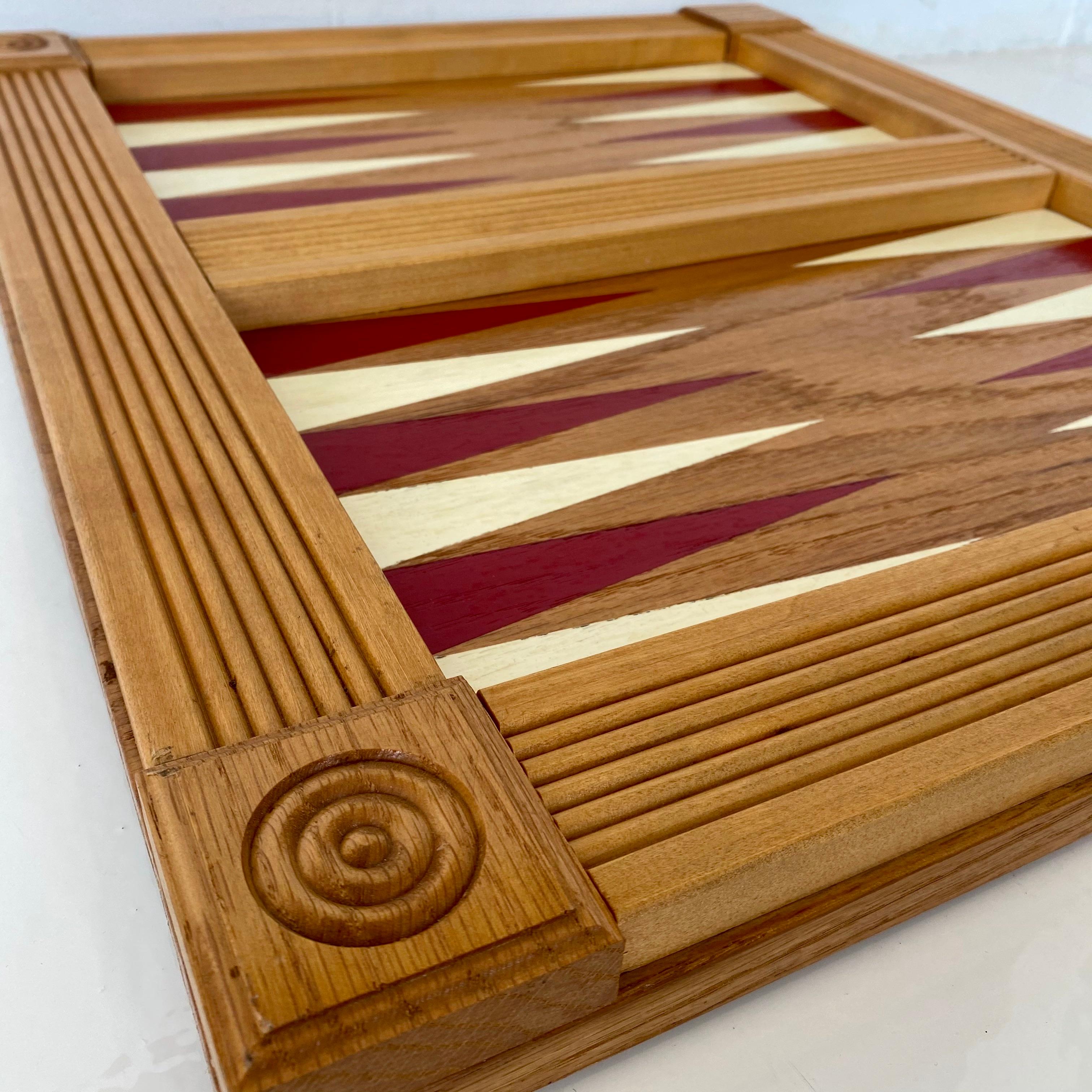 Late 20th Century Folk Art Wood Backgammon Board