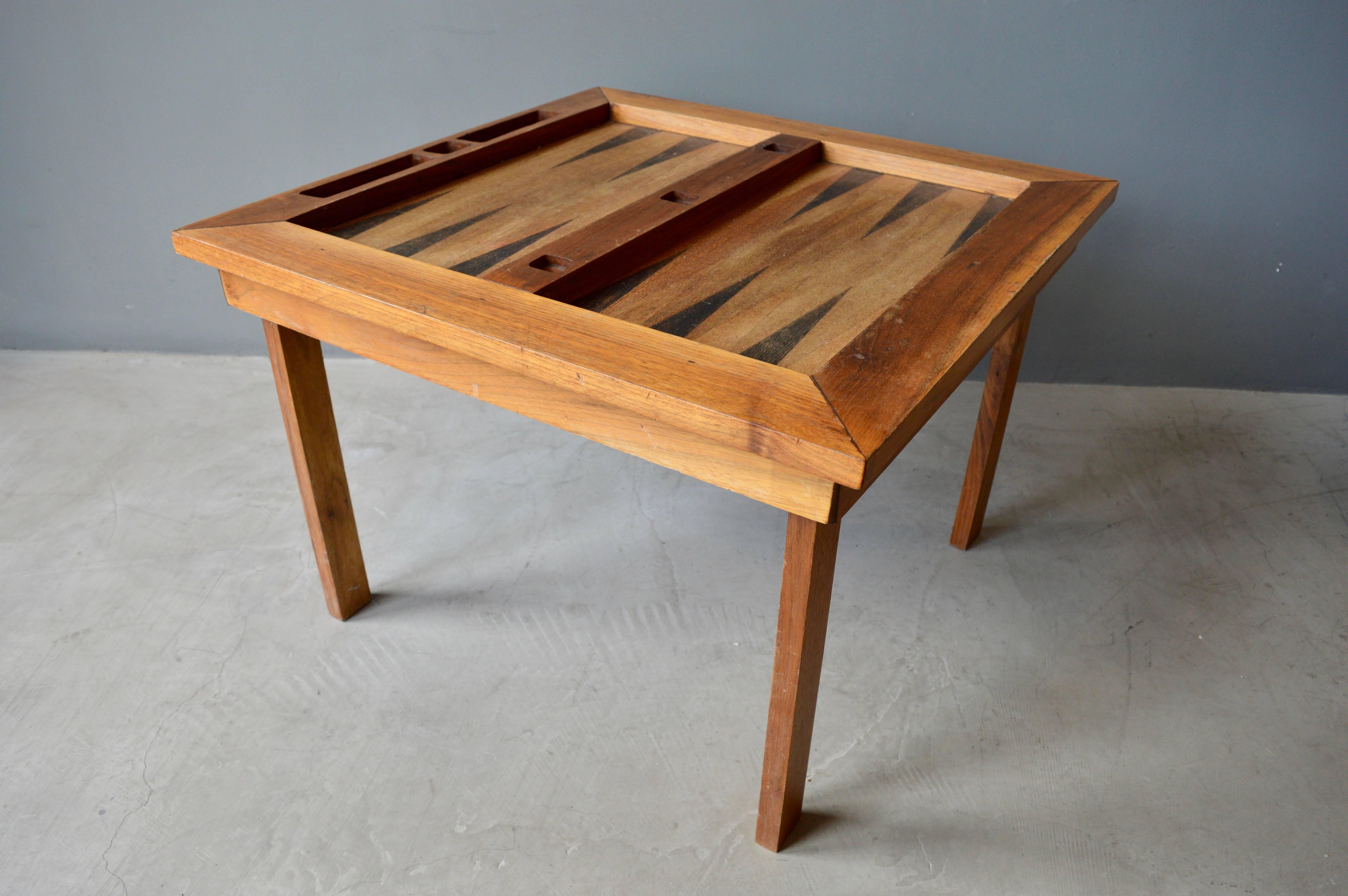 American Folk Art Wood Backgammon Table