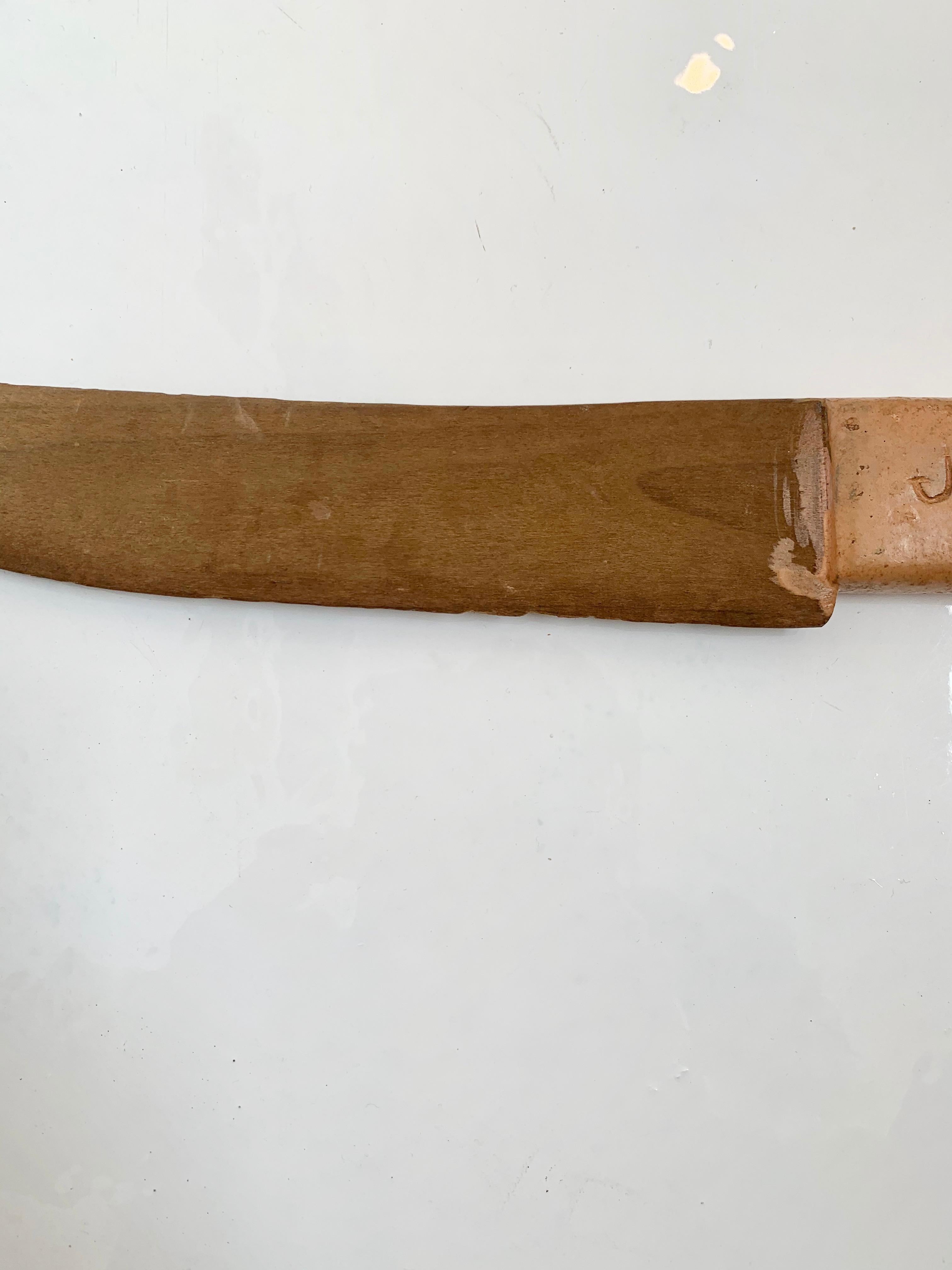 Mid-20th Century Folk Art Wood Knife Dated 1931 For Sale