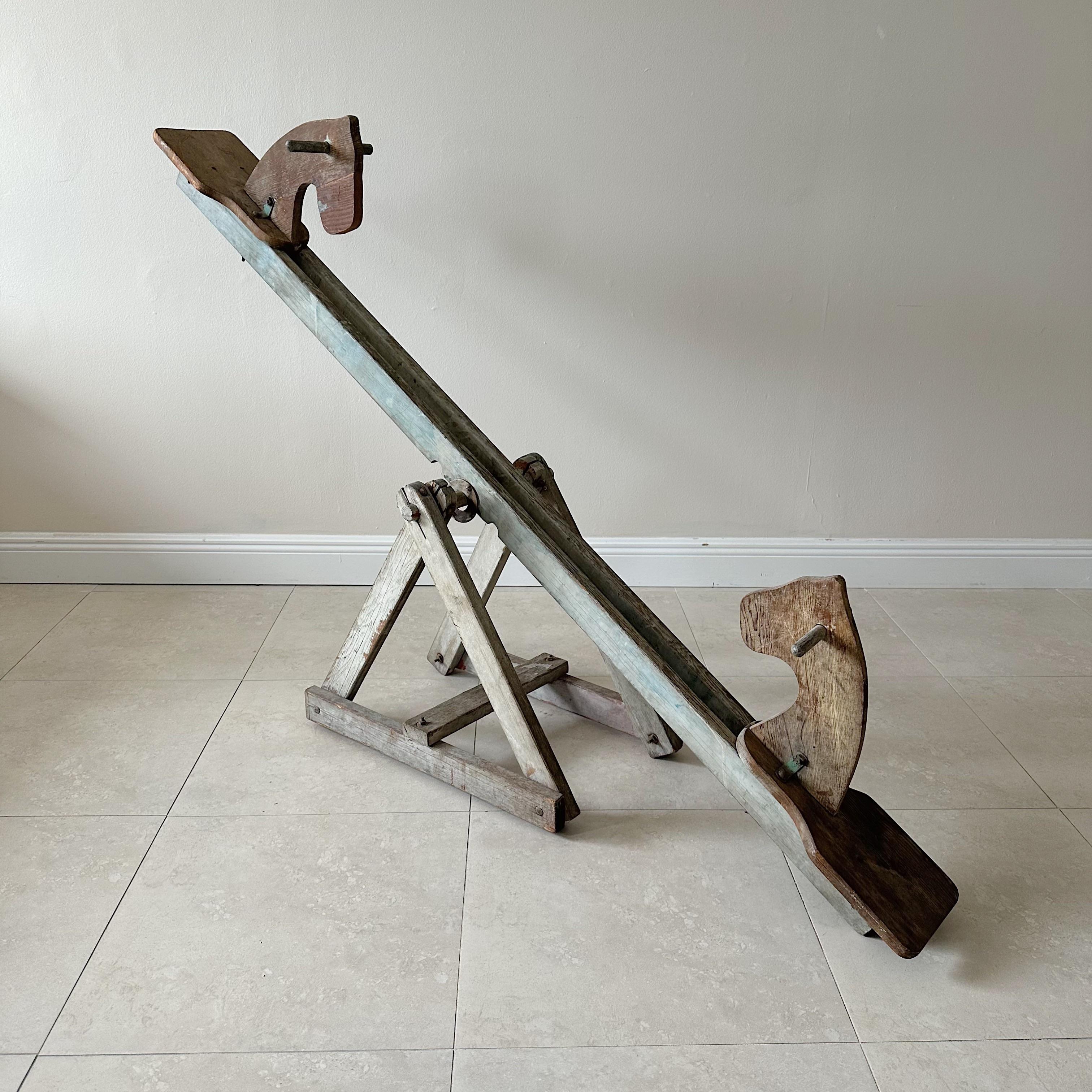 American Folk Art Wood See-Saw For Sale