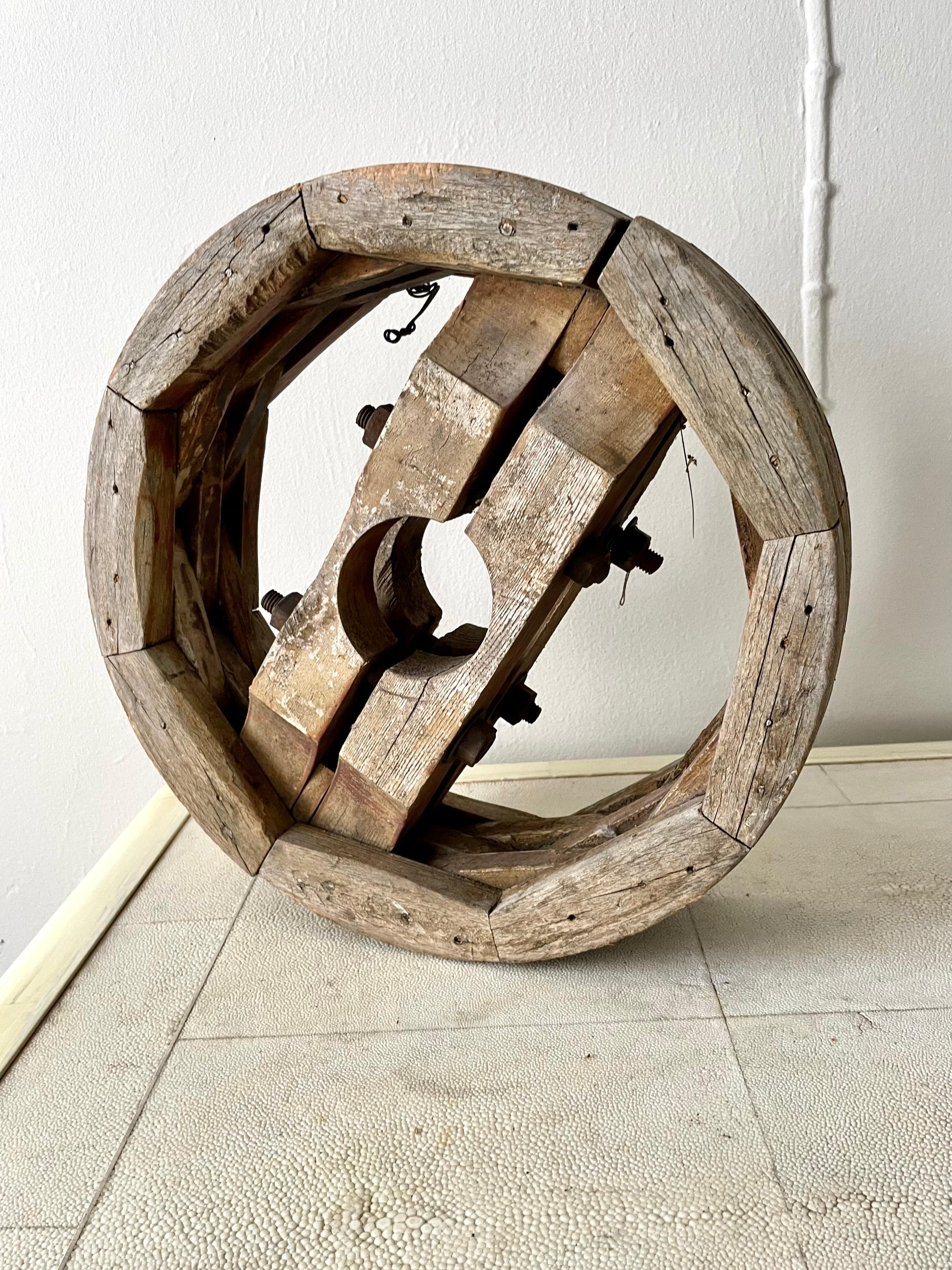 Gorgeous and unique hand-crafted wooden wheel with 2 