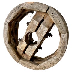 Folk Art Wood Wheel Sculptural Element