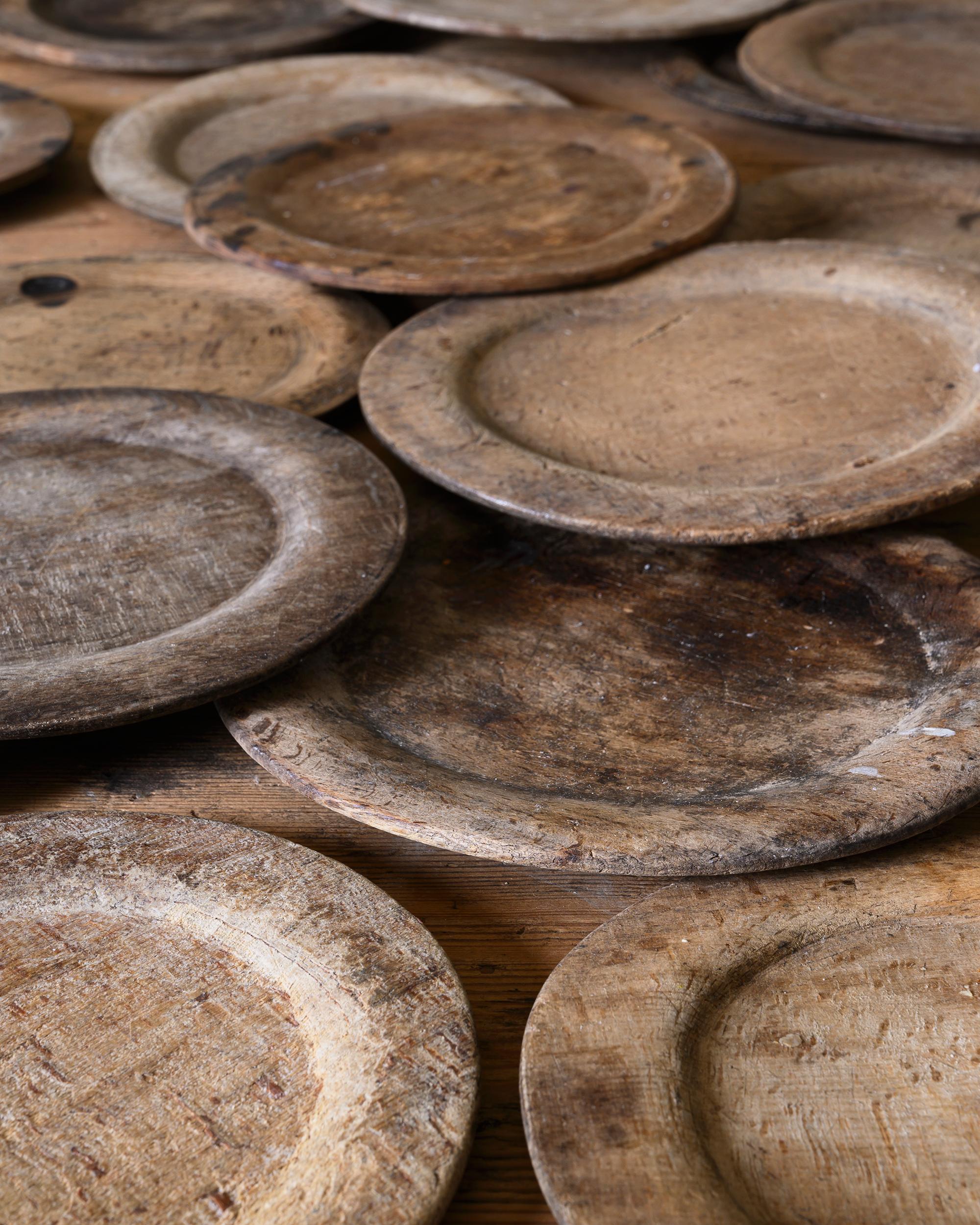 Hand-Crafted Folk Art Wooden Dinner Plates