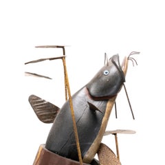Folk Art Wooden Fish Sculpture by Robert A Francis