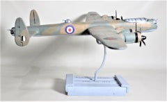 Folk Art Wooden Hand Carved and Painted WW2 Lancaster Bomber Model Airplane
