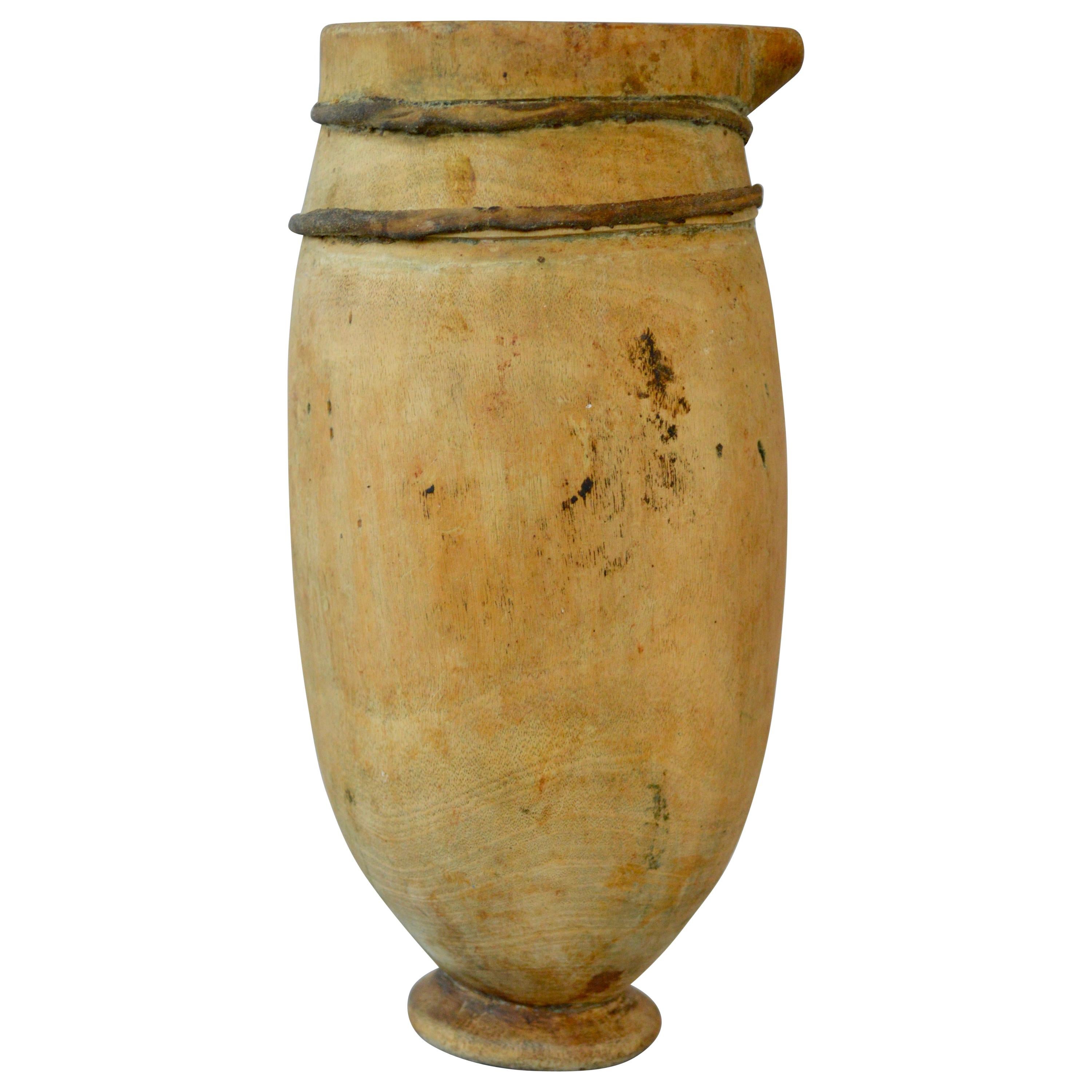 Folk Art Wooden Jar For Sale