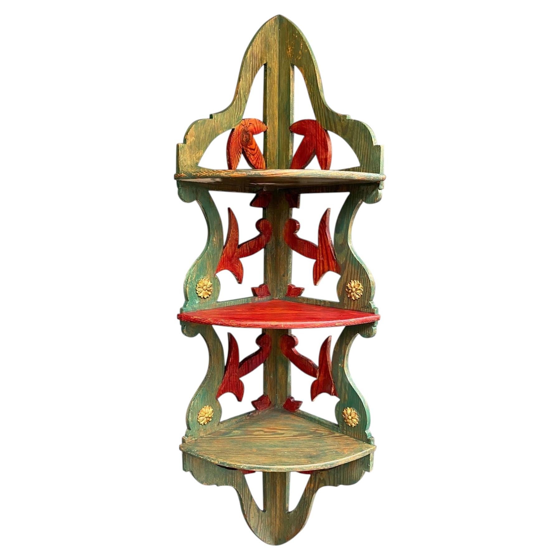Folk Art Work, Shelf in pine Circa 1900