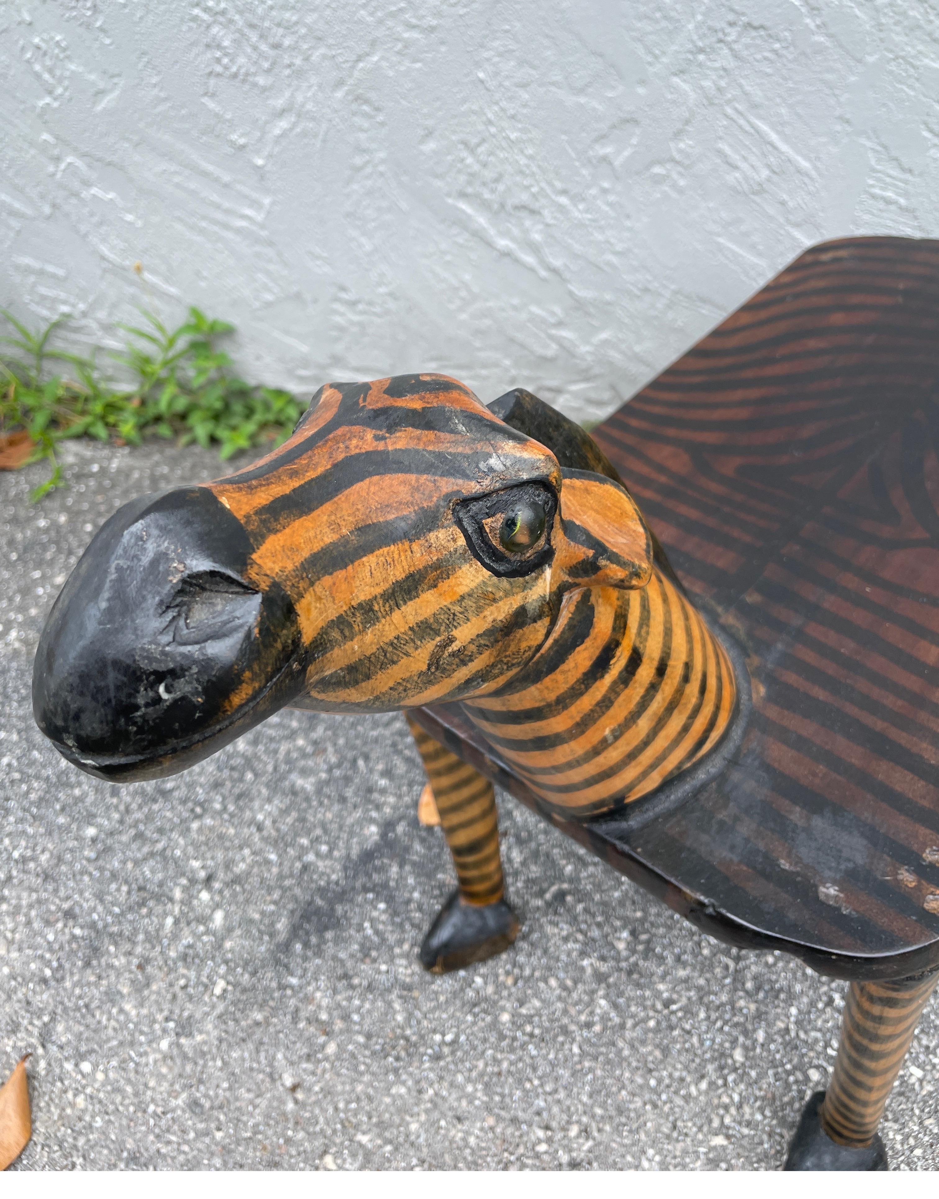 Folk Art Zebra Bench For Sale 2