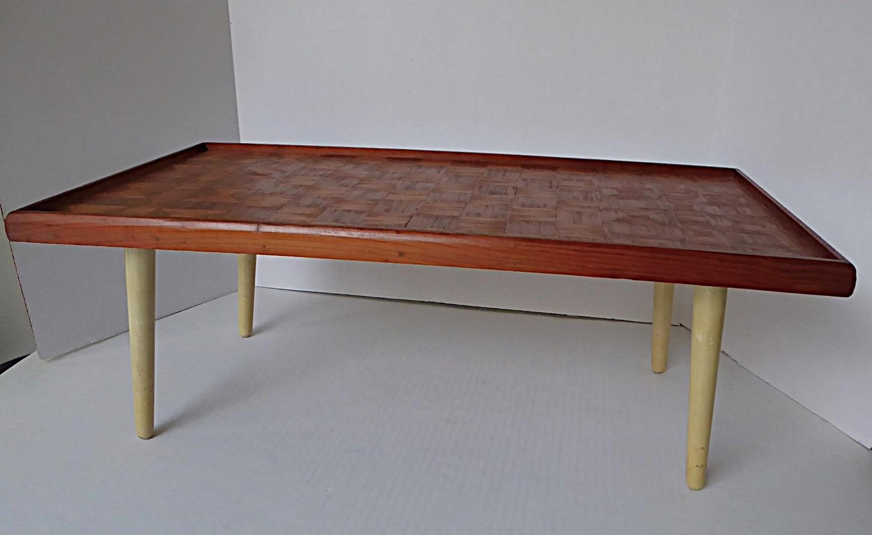 American Folk Arts Low Side / Breakfast Matchsticks Table by Thomas McAulay 1971 For Sale