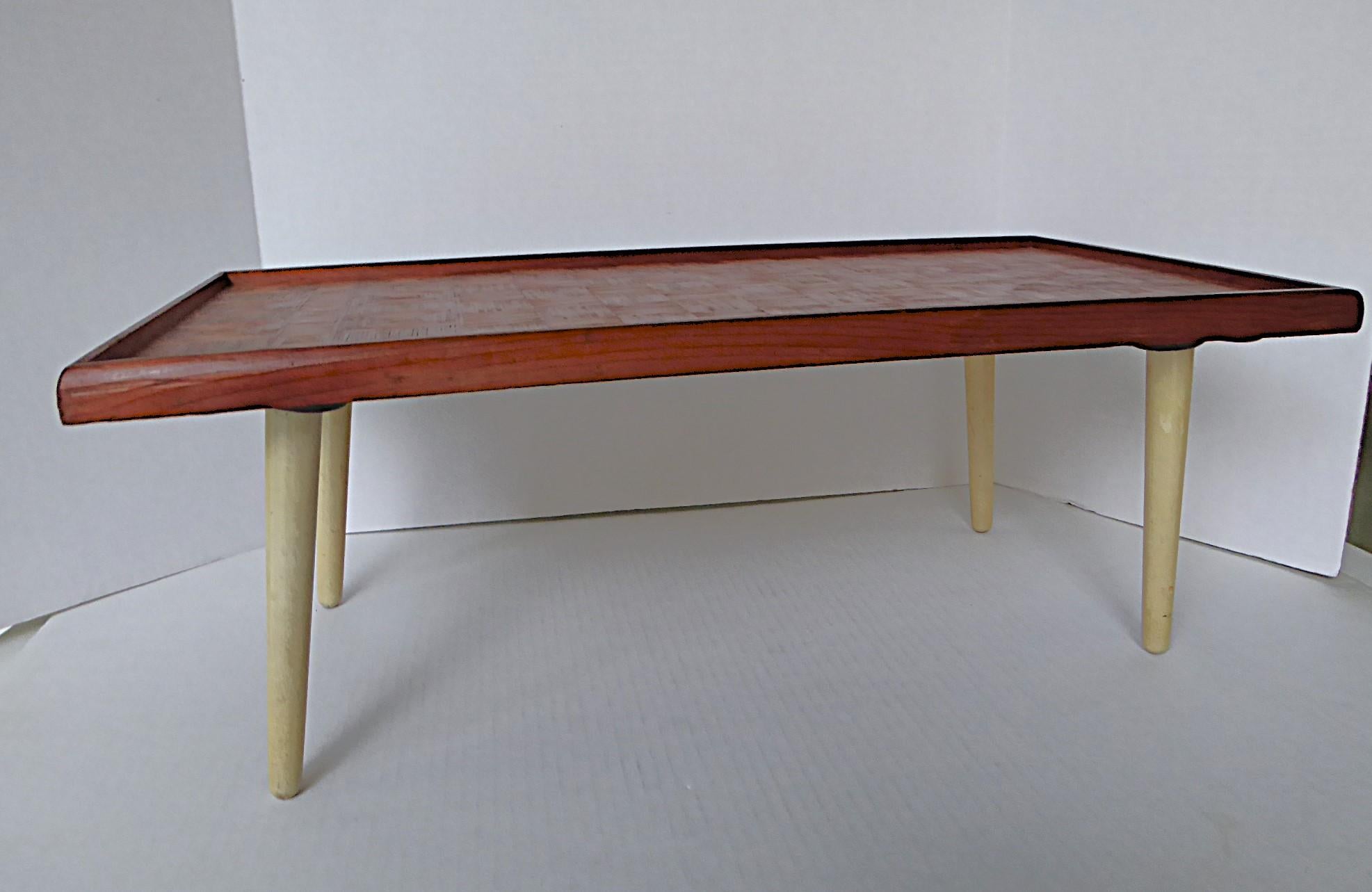 Late 20th Century Folk Arts Low Side / Breakfast Matchsticks Table by Thomas McAulay 1971 For Sale