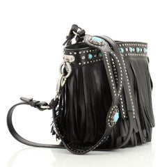 Folk Bucket Bag Embellished City Calfskin with Fringe Medium