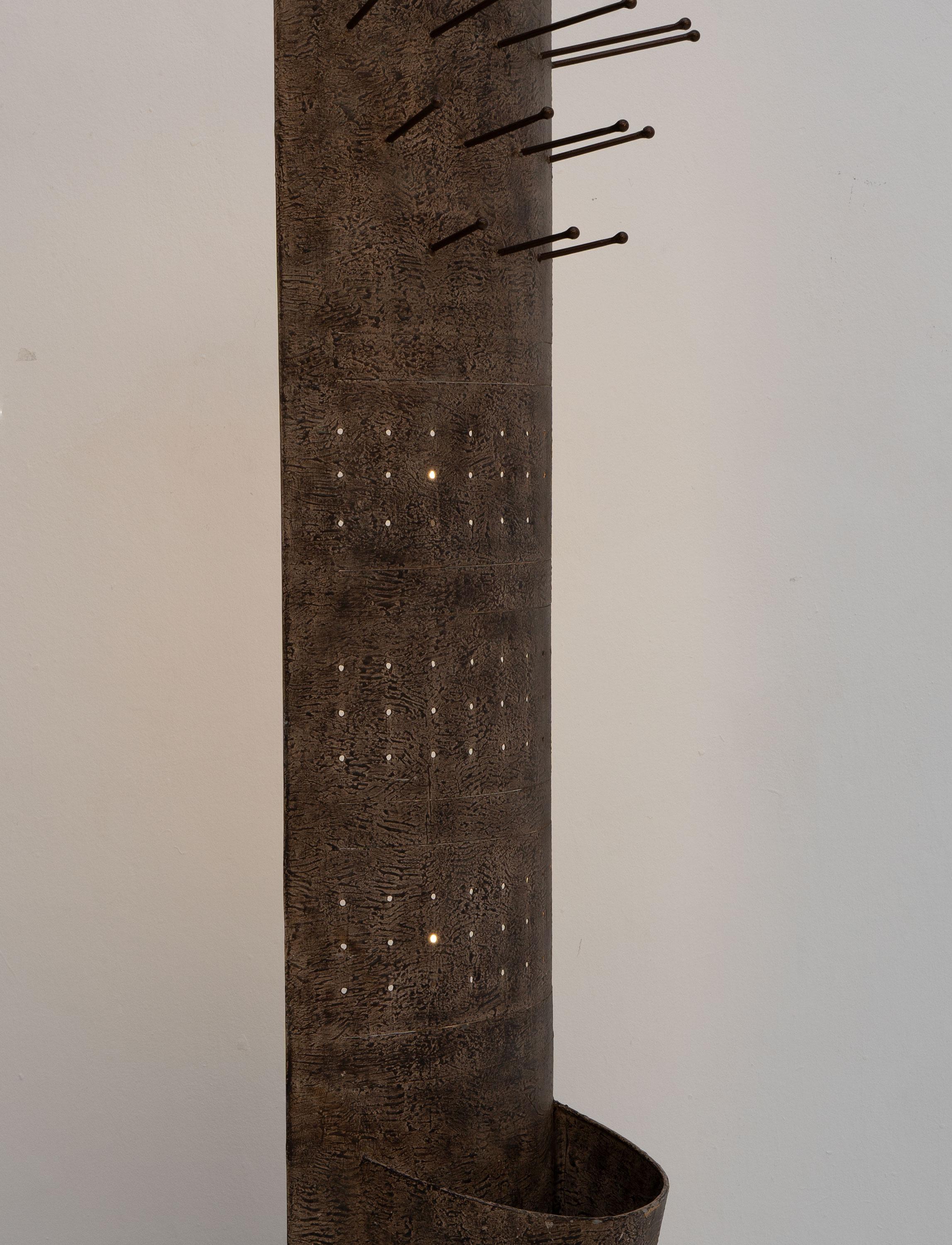 20th Century Folk Craft Brutalist Hall Stand / Floor Lamp, c.1980 For Sale