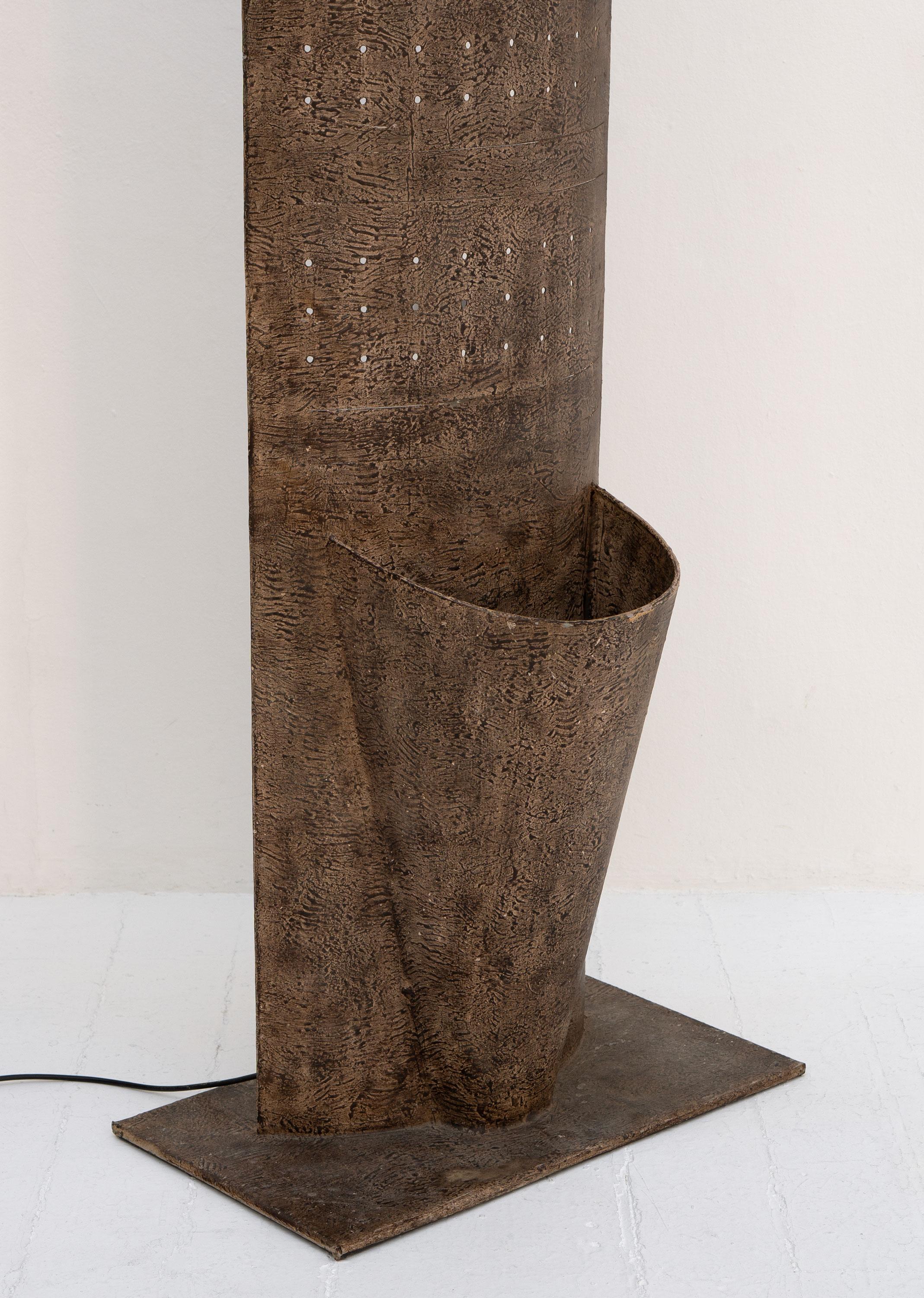 Metal Folk Craft Brutalist Hall Stand / Floor Lamp, c.1980 For Sale