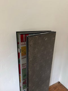 Folk-Inspired Wallpaper Folding Screen, Four Panels, c. 1970s