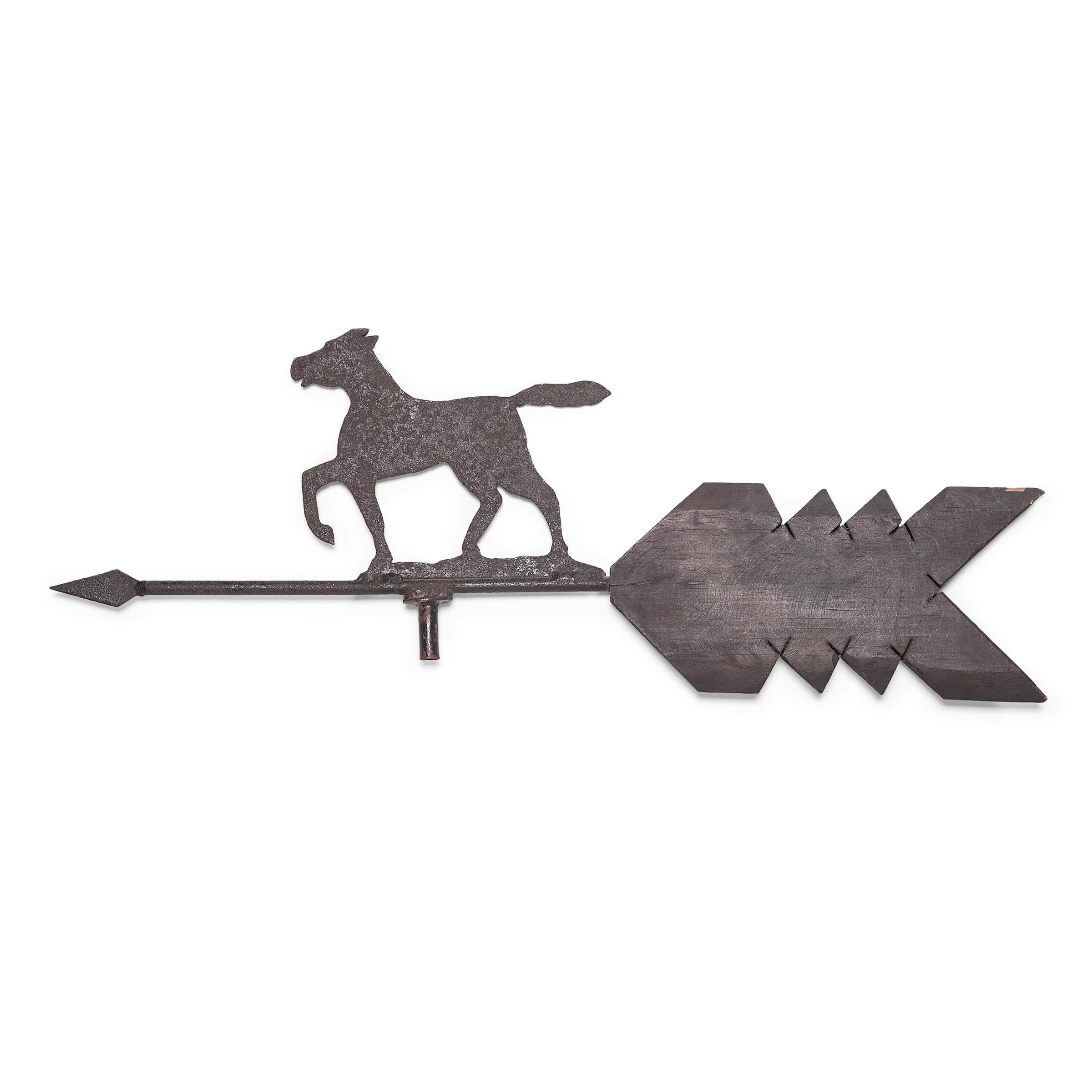 Painted Folk Metalcut Horse Weathervane, c. 1900 For Sale