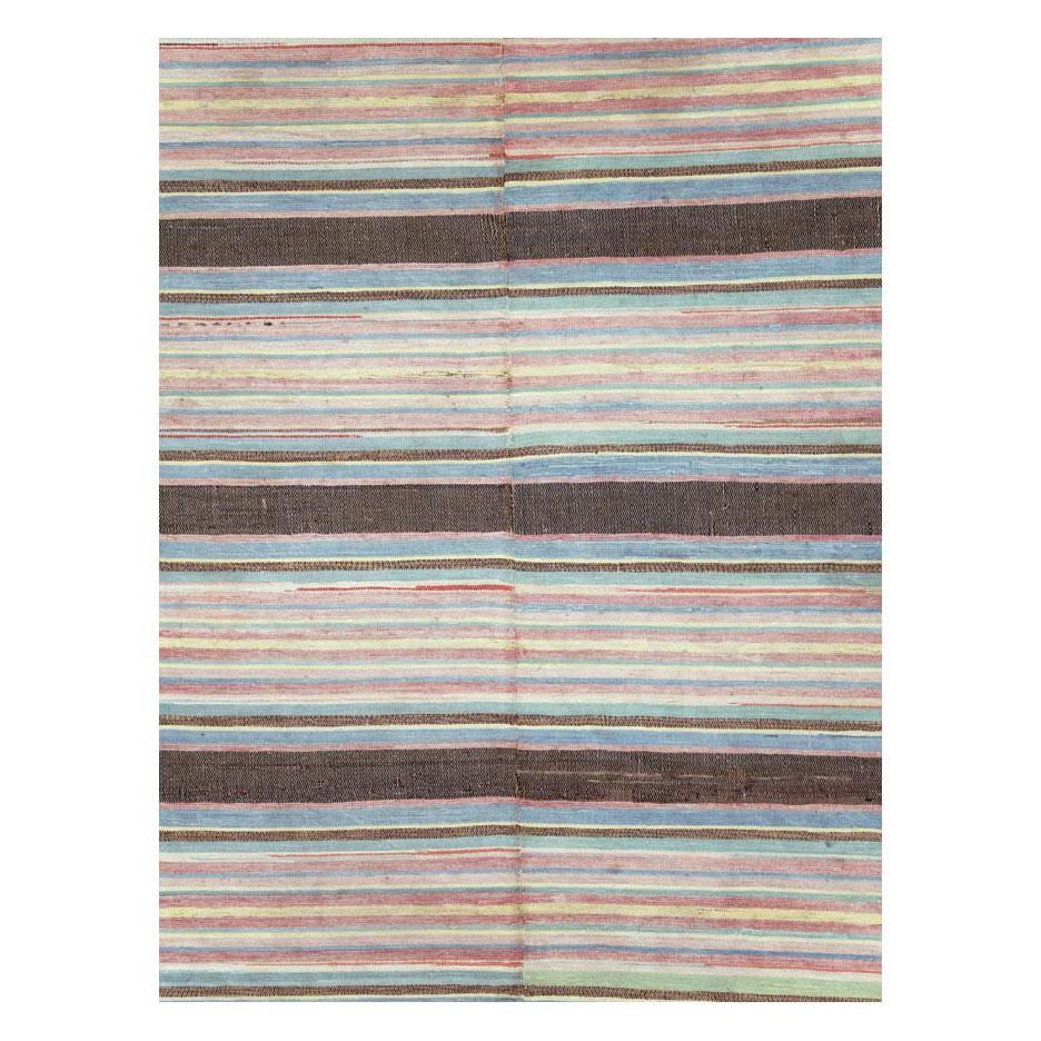 A folk vintage square room size American Rag rug handmade during the mid-20th century.

Measures: 13' 3