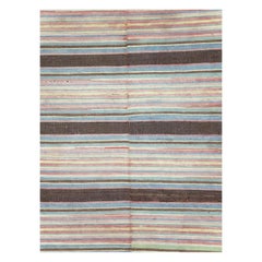 Folk Mid-20th Century Handmade Square Room Size American Rag Rug