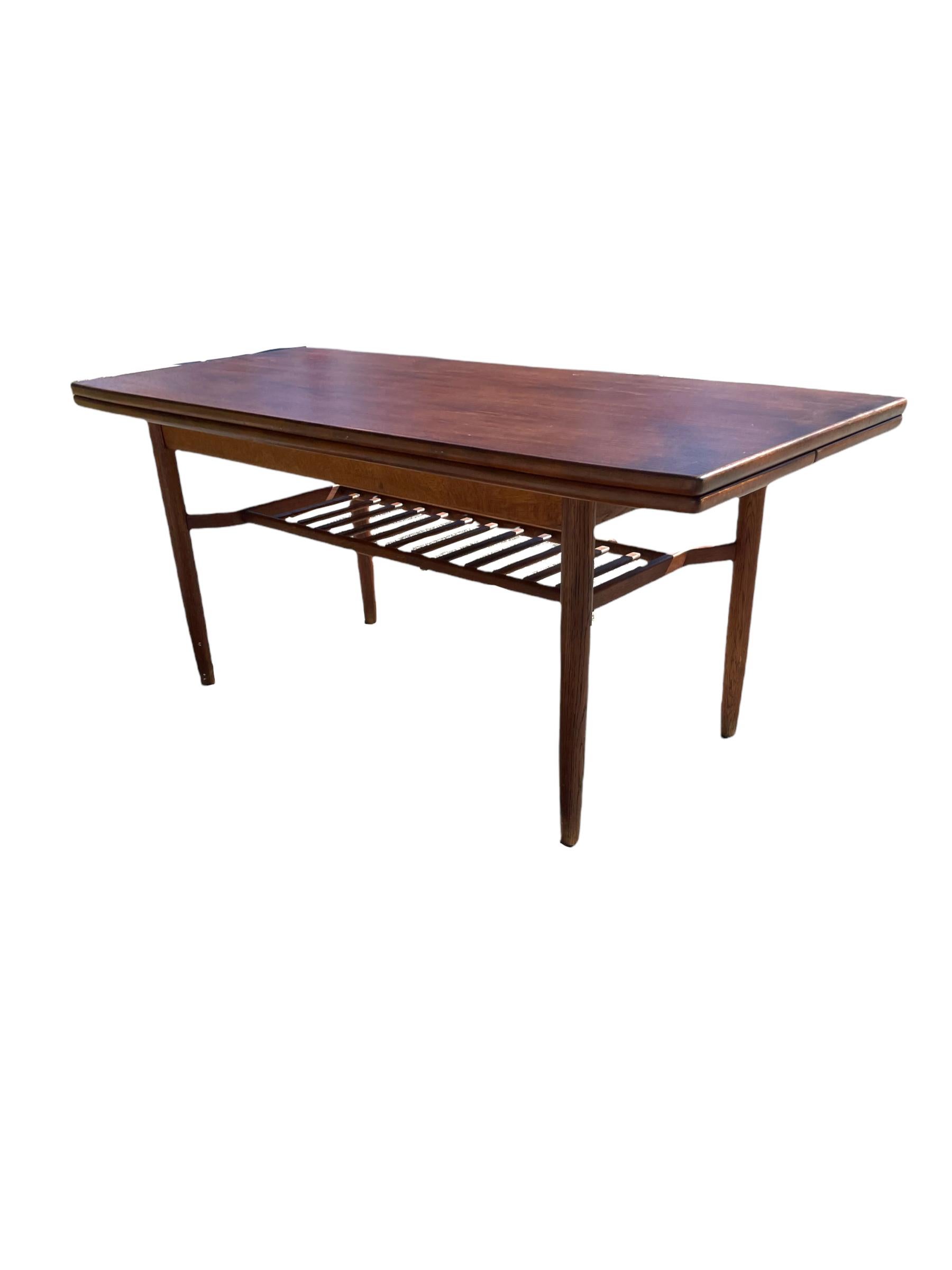 Scandinavian Modern Folk Ohlsson Tingströms 1950, Teak Metamorphic Coffee/ Diner Table Model Sesam For Sale