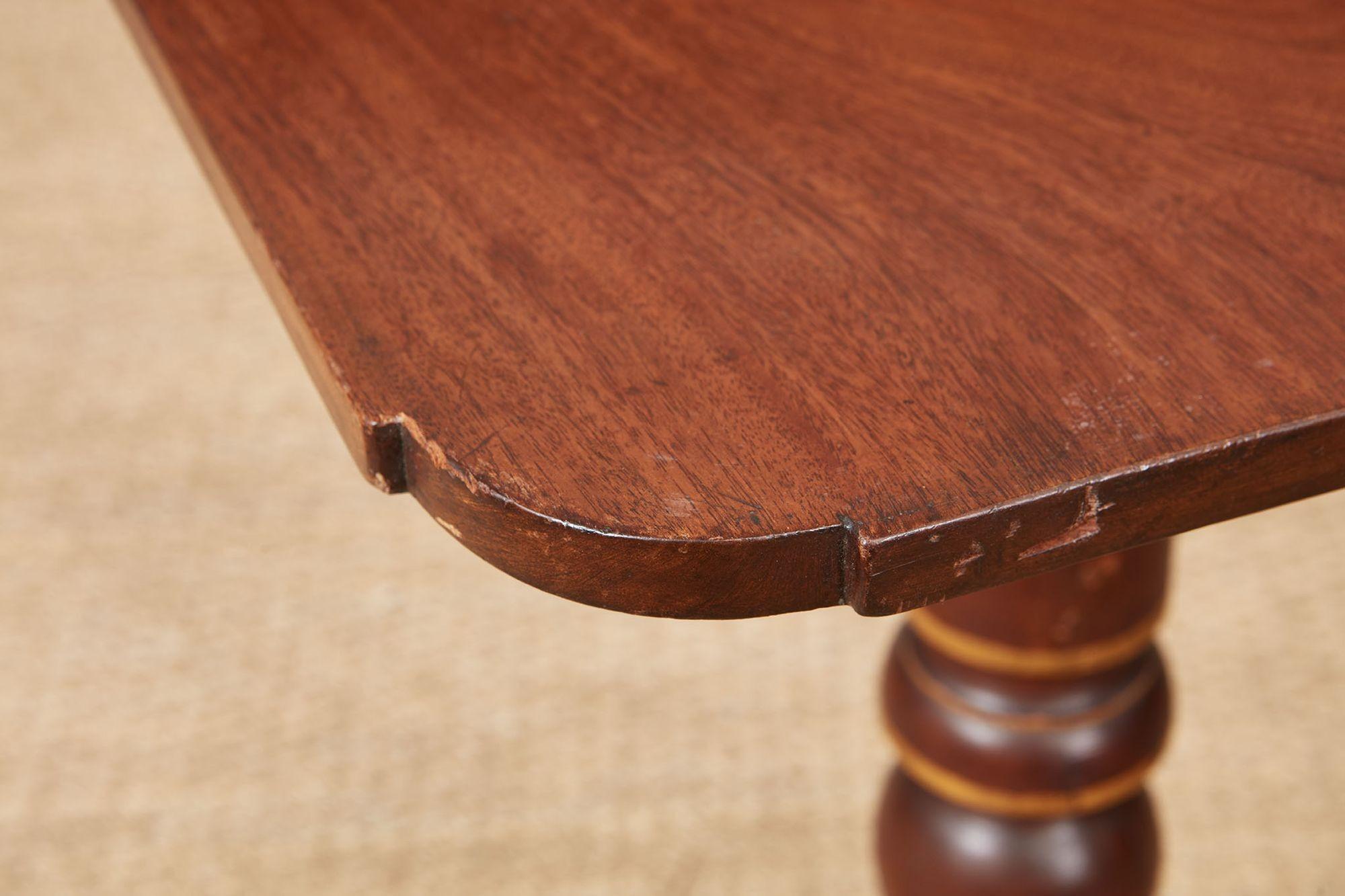 Mahogany Folk Painted Early 19th c. Pedestal Table For Sale