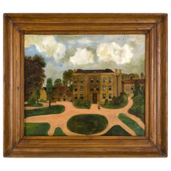 Folk Painting of Orphanage with a Girl and Dog