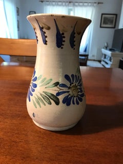 Folk Vase Ceramic Pottery Vase with Wear Marks, Marked 'Tata Lénárd'