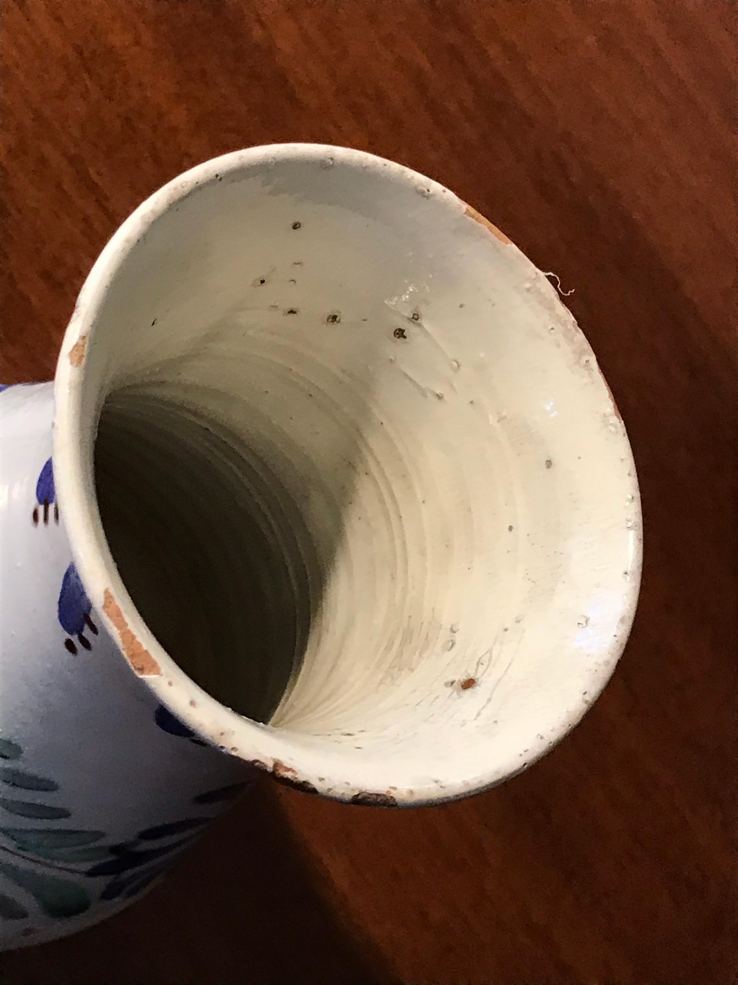 Folk Art Folk Vase Ceramic Pottery Vase with Wear Marks, Marked 'Tata Lénárd' For Sale
