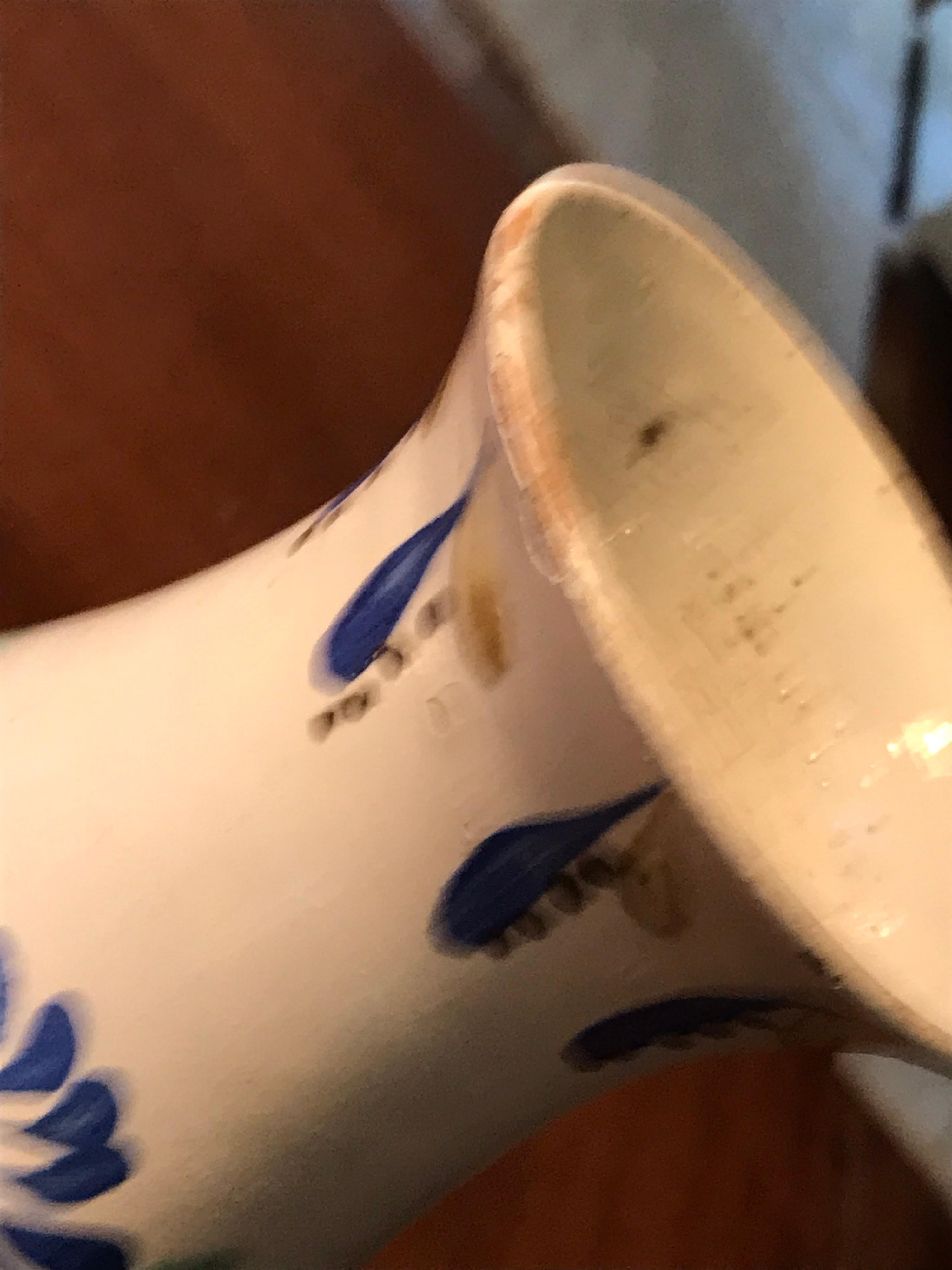 Mid-20th Century Folk Vase Ceramic Pottery Vase with Wear Marks, Marked 'Tata Lénárd' For Sale