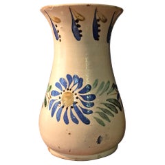 Folk Vase Ceramic Pottery Vase with Wear Marks, Marked 'Tata Lénárd'