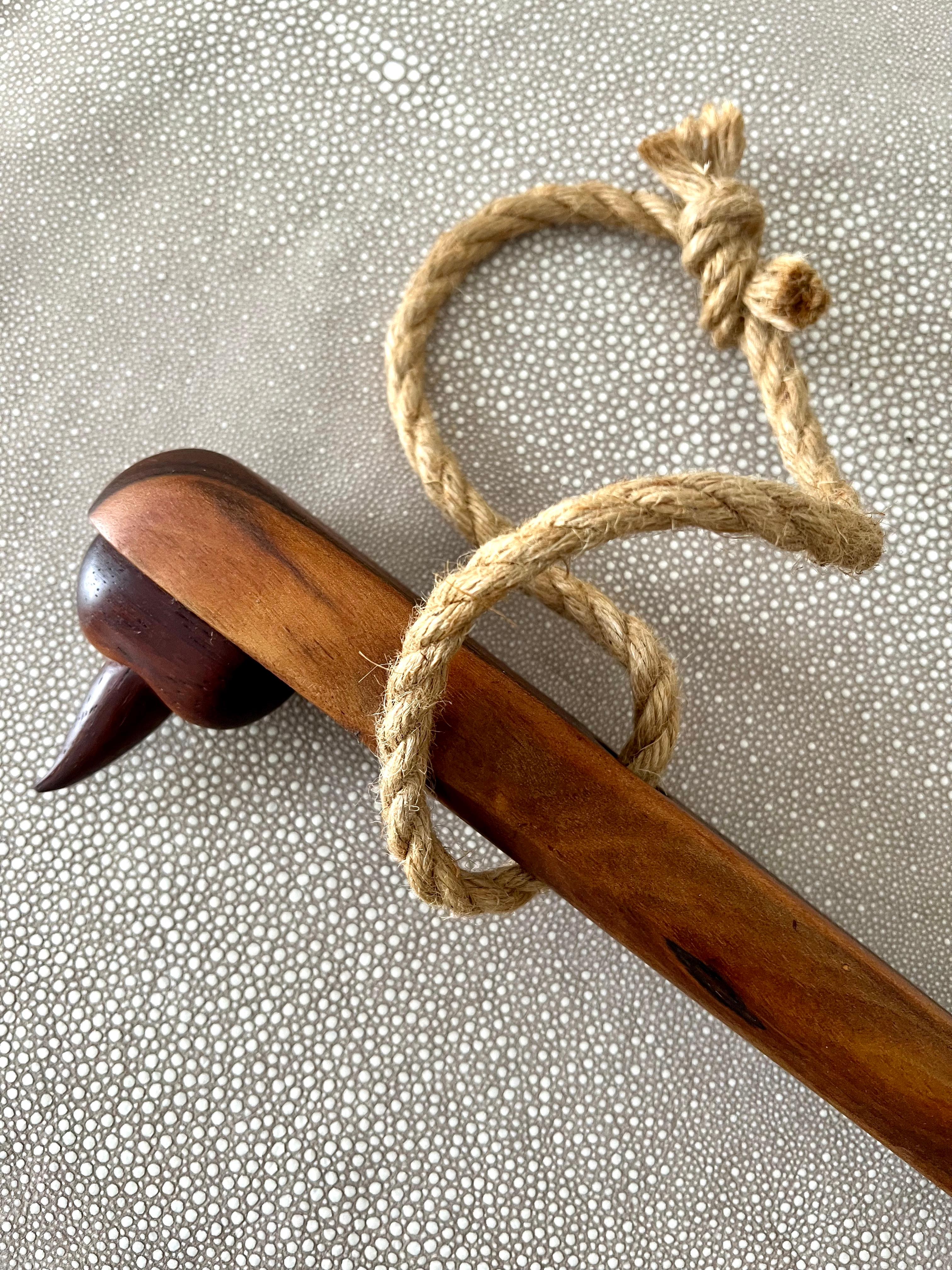 Folkart Hand Carved Oversized Wooden Toothbrush with Rope For Sale 7