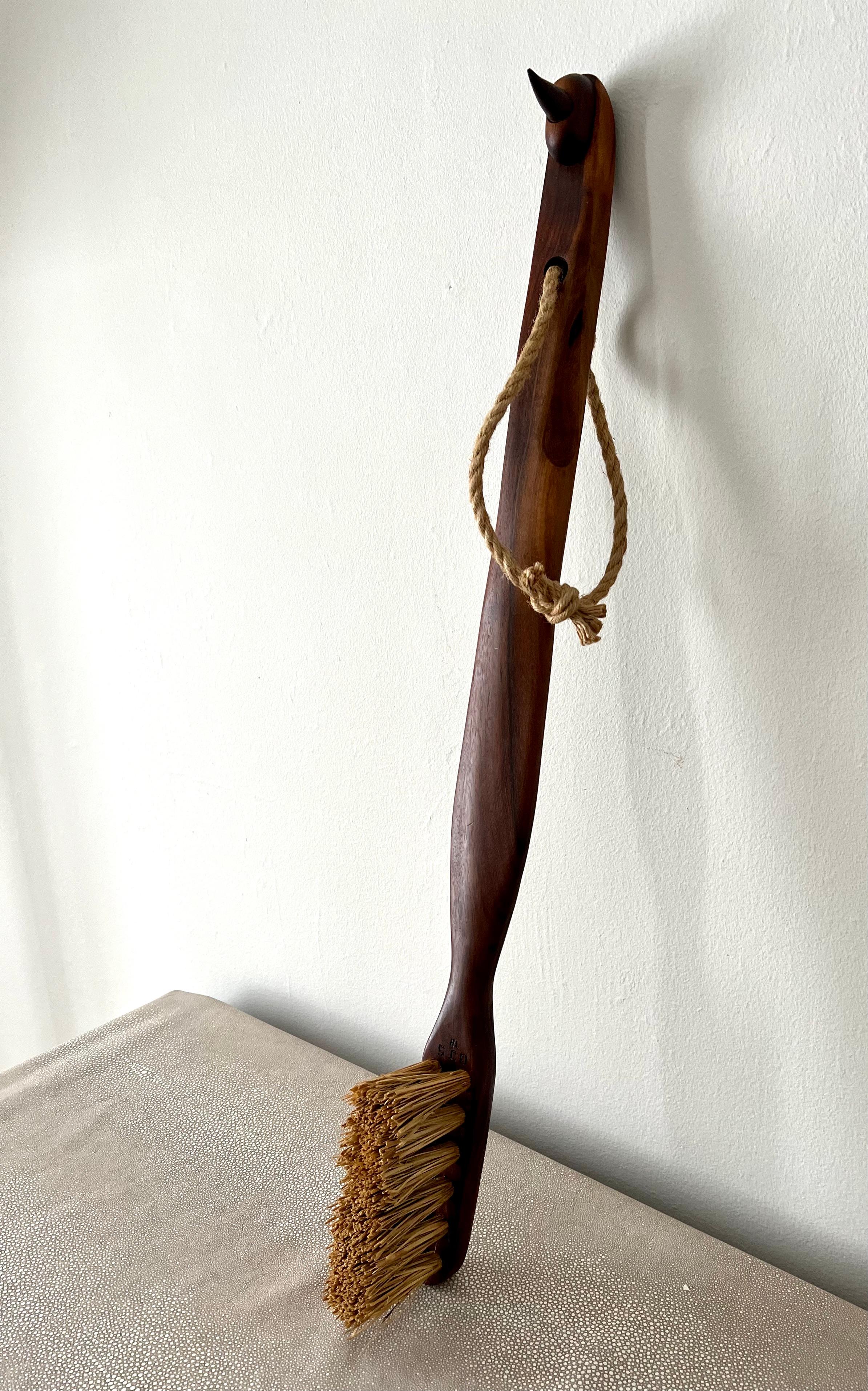 Folkart Hand Carved Oversized Wooden Toothbrush with Rope For Sale 2