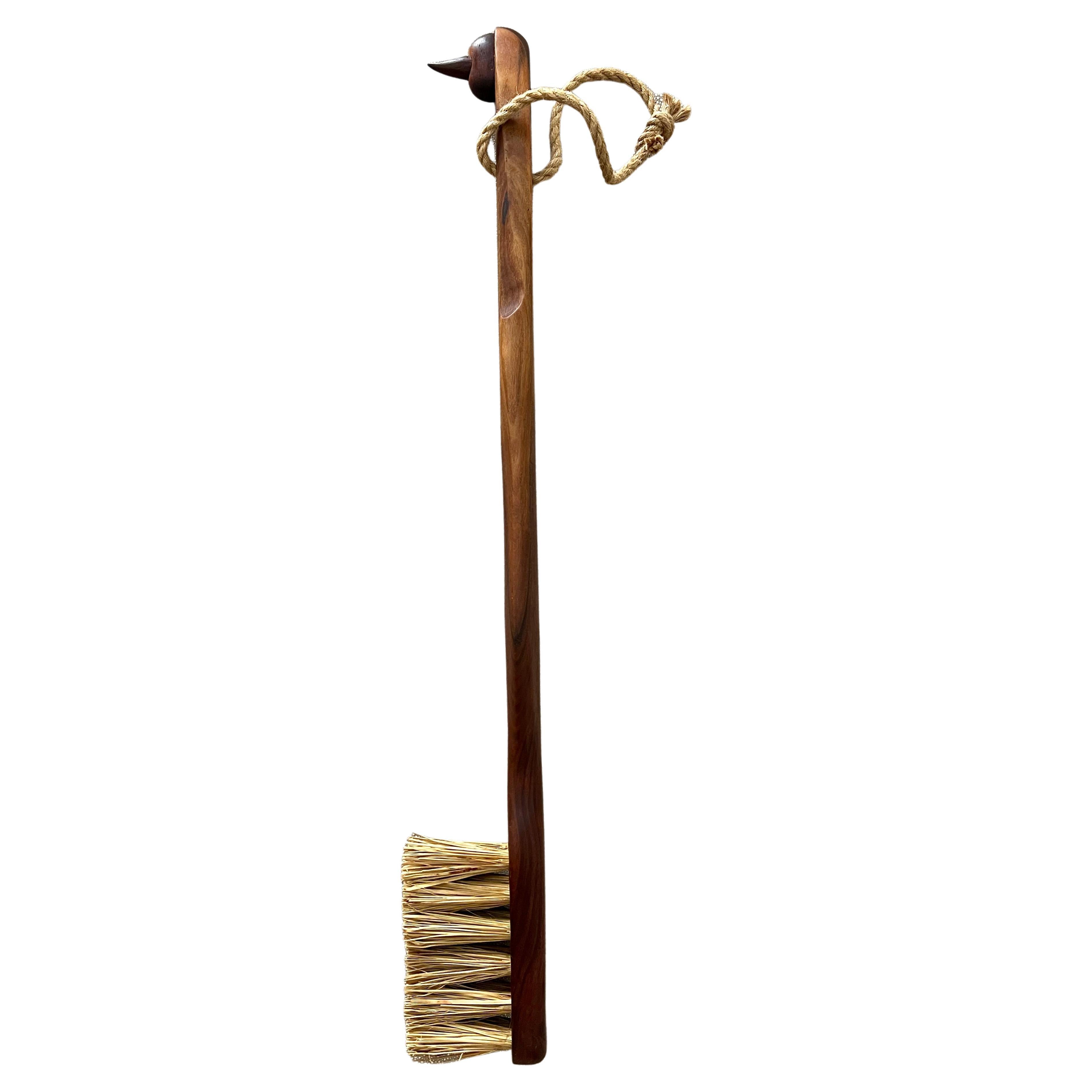 Folkart Hand Carved Oversized Wooden Toothbrush with Rope For Sale