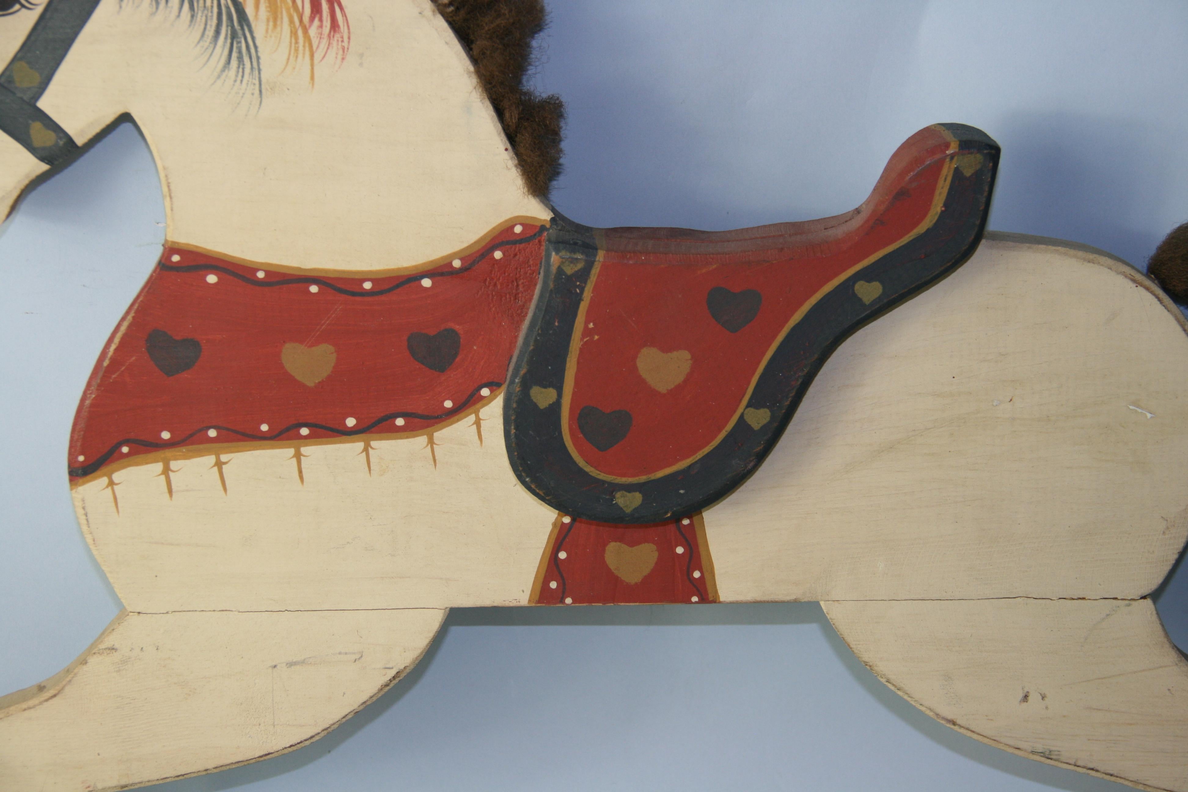 Mid-20th Century FolkArt Hand Made Horse Wall Sculpture For Sale