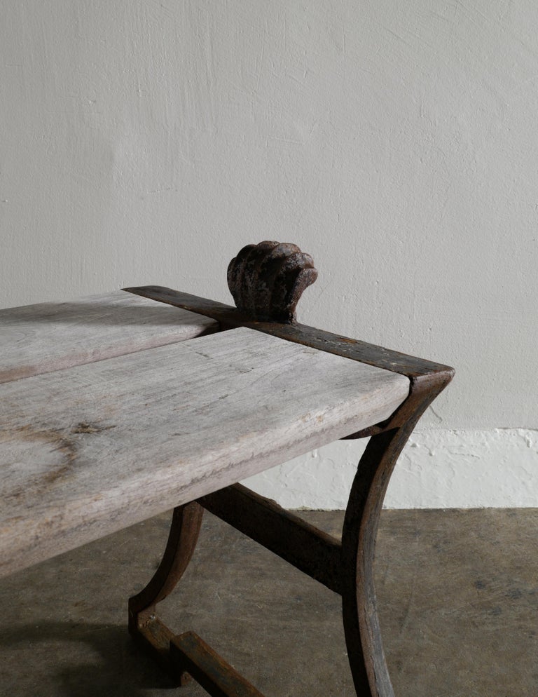 Swedish Folke Bensow Bench in Iron & Wood Produced for Näfveqvarns Bruk in Sweden 1920s For Sale