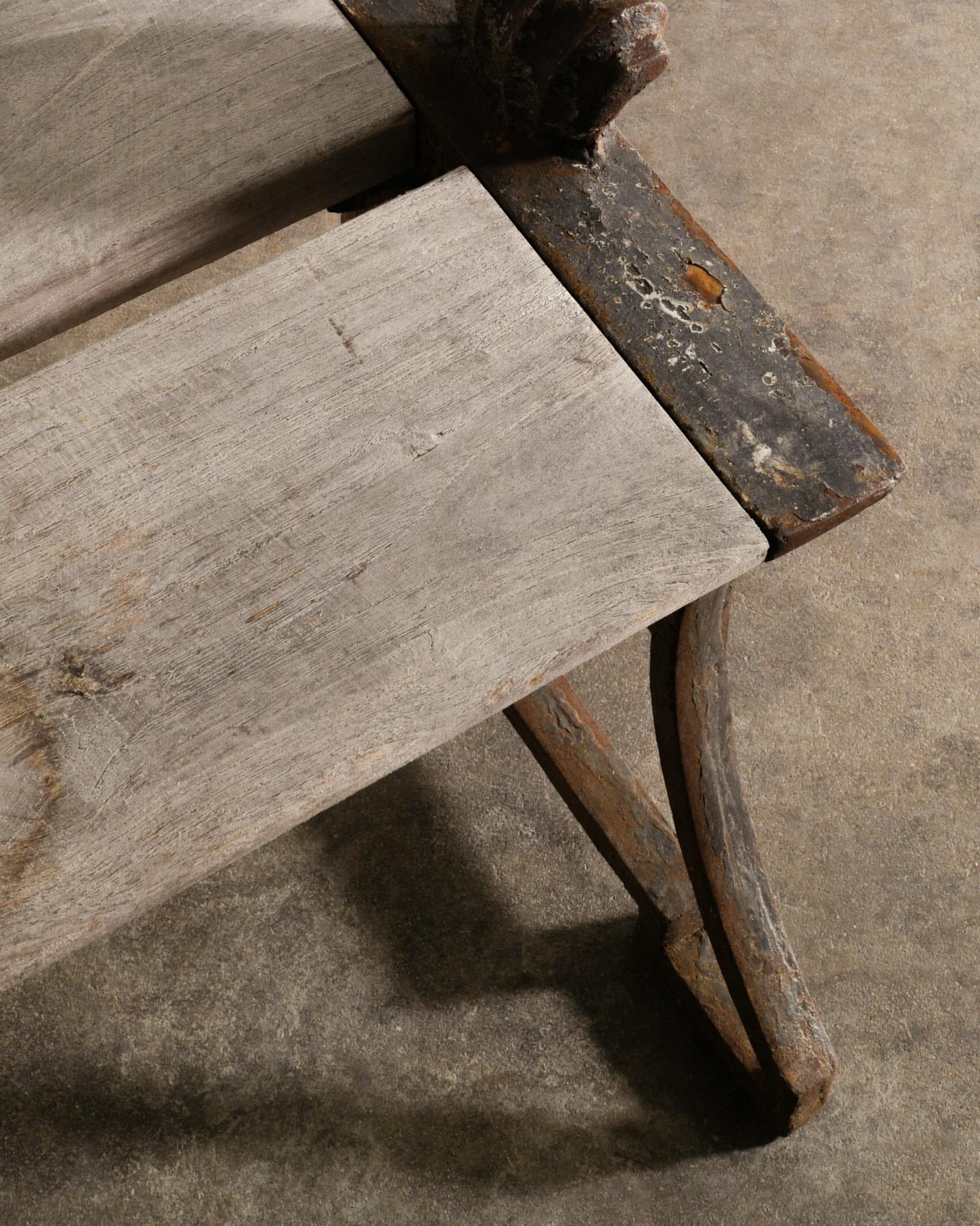 Swedish Folke Bensow Bench in Iron & Wood Produced for Näfveqvarns Bruk in Sweden 1920s