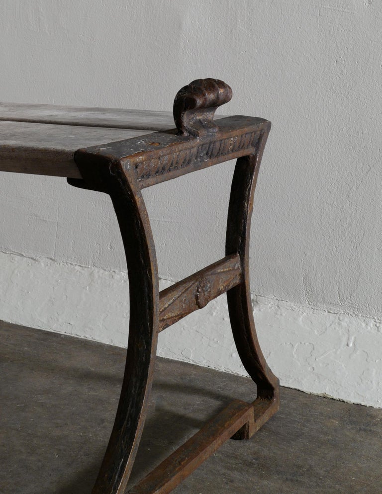 Early 20th Century Folke Bensow Bench in Iron & Wood Produced for Näfveqvarns Bruk in Sweden 1920s For Sale