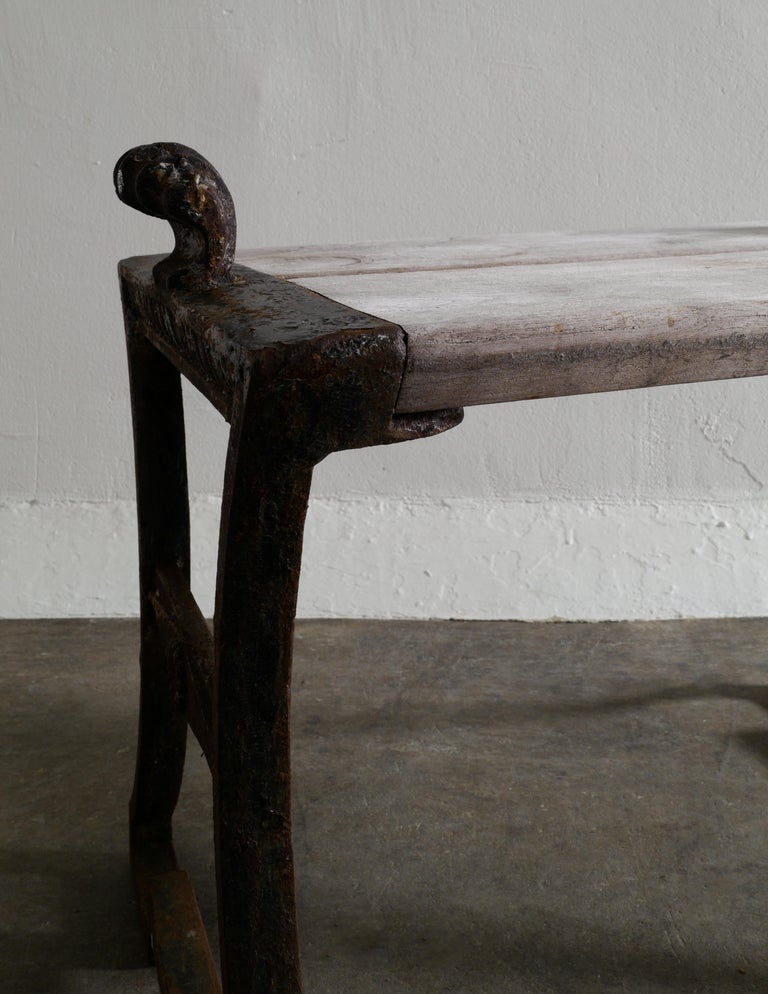 Folke Bensow Bench in Iron & Wood Produced for Näfveqvarns Bruk in Sweden 1920s For Sale 2