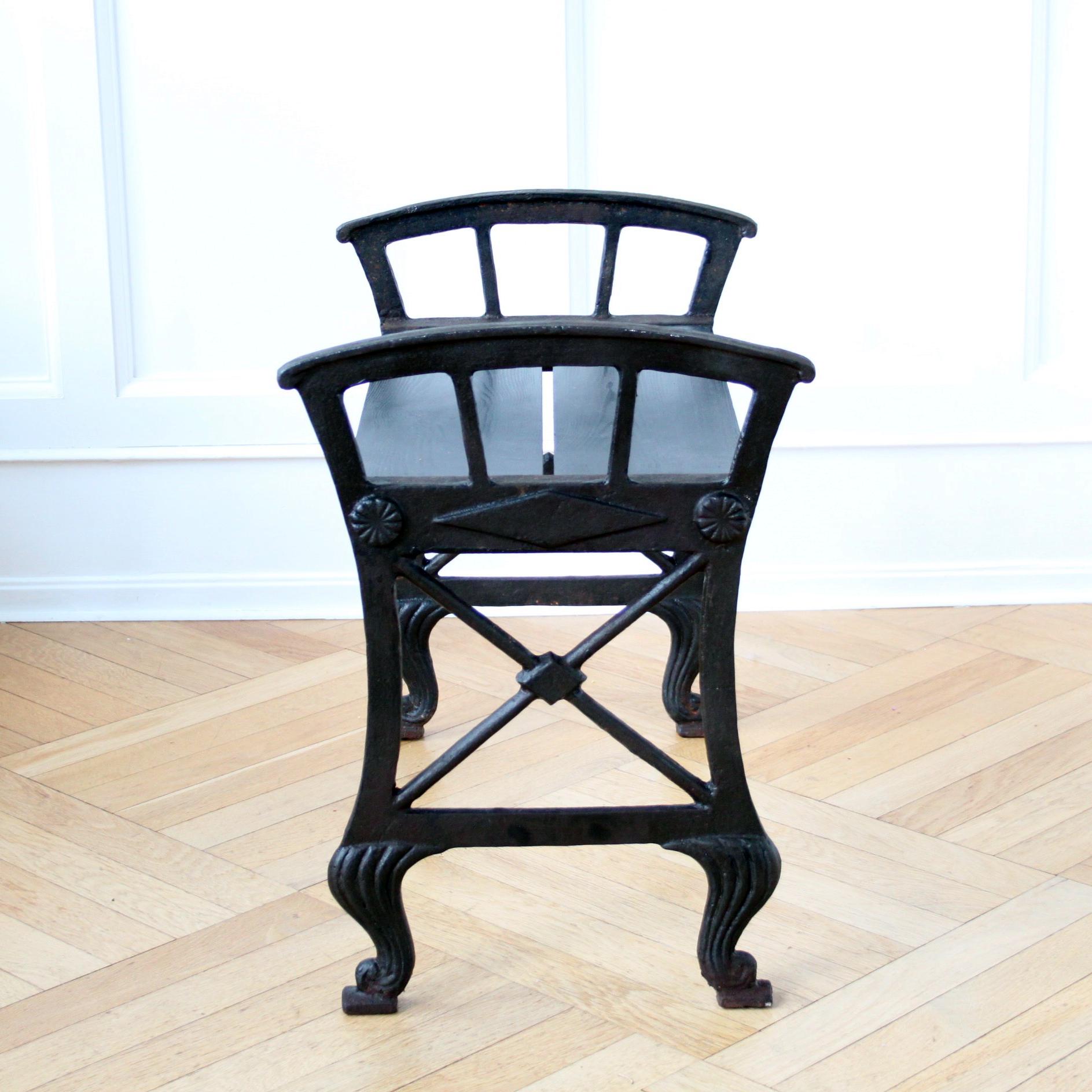 Suédois Banc public en fonte de Folke Bensow 