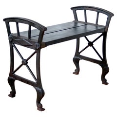 Vintage Folke Bensow cast iron park bench 'No 2', Näfveqvarn, Sweden.