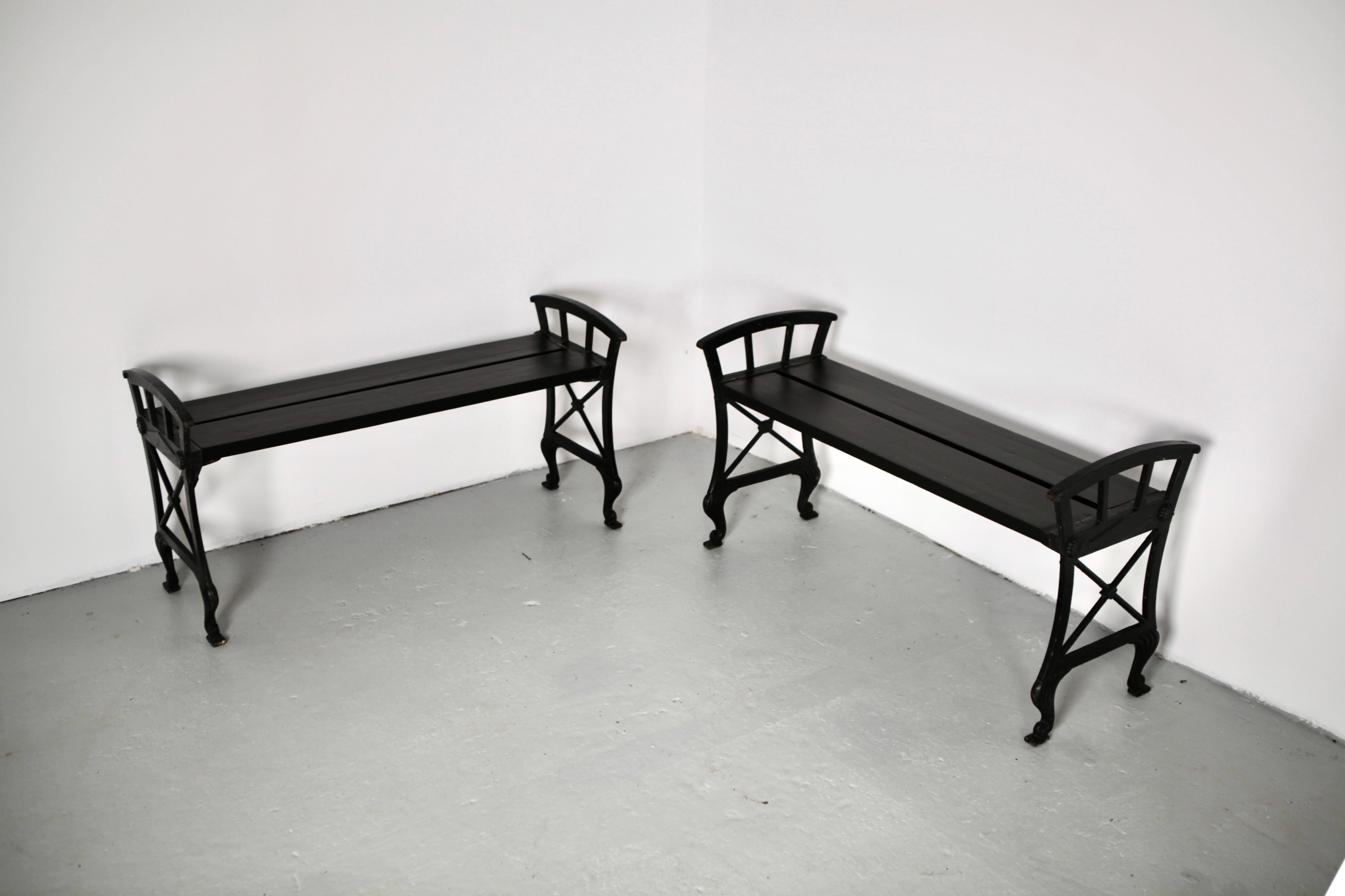 Folke Bensow, Pair of Benches No. 2, Näfequarns Bruk, Sweden 1925 For Sale 6