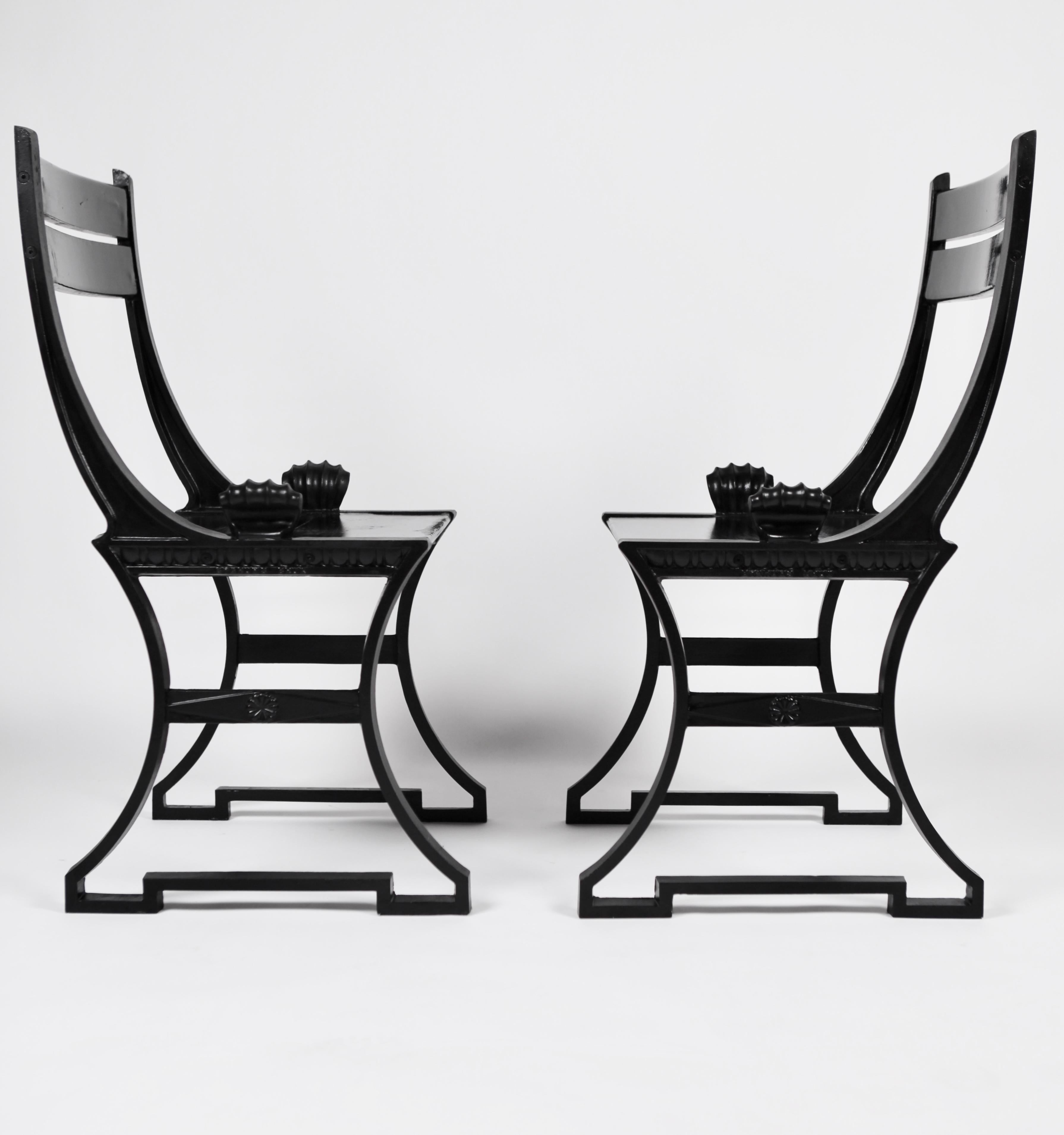 Blackened Folke Bensow, Pair of Scandinavian Modern Garden Chairs, Sweden, 1980s